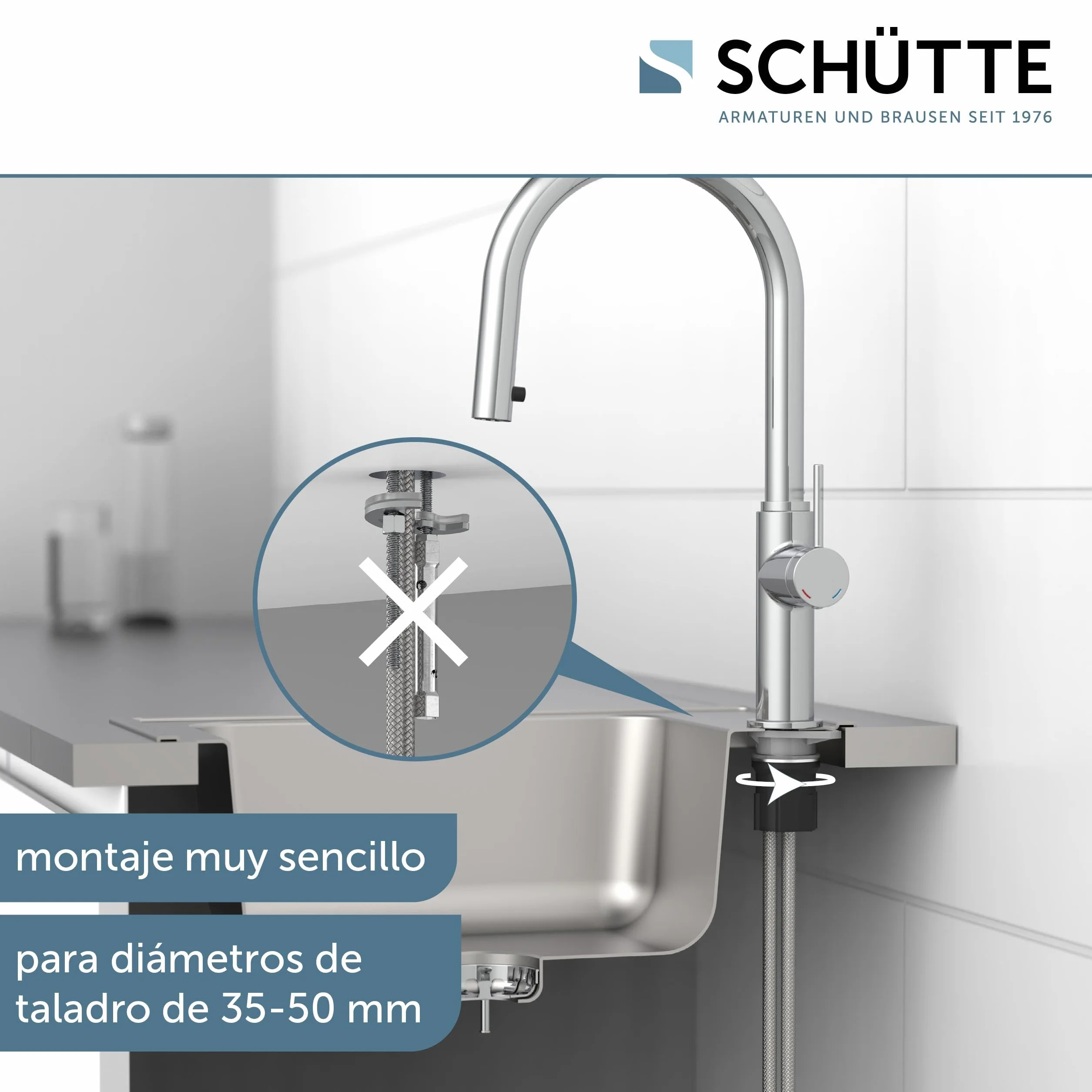 SCHÜTTE Blackpool 79516 Grifo de cocina extraíble 360 grados monomando cromo