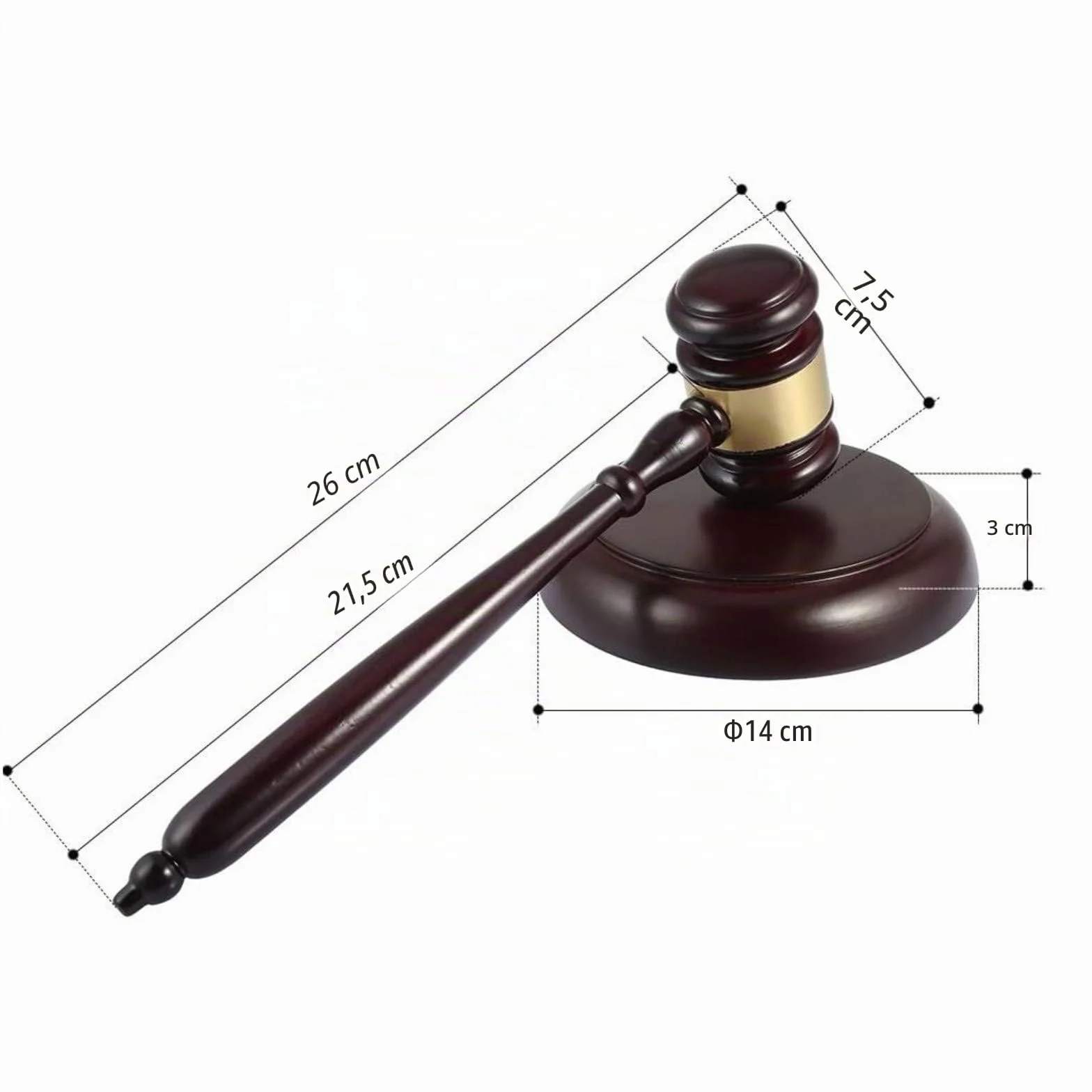 Martillo y bloque de madera para juez, abogado y subasta