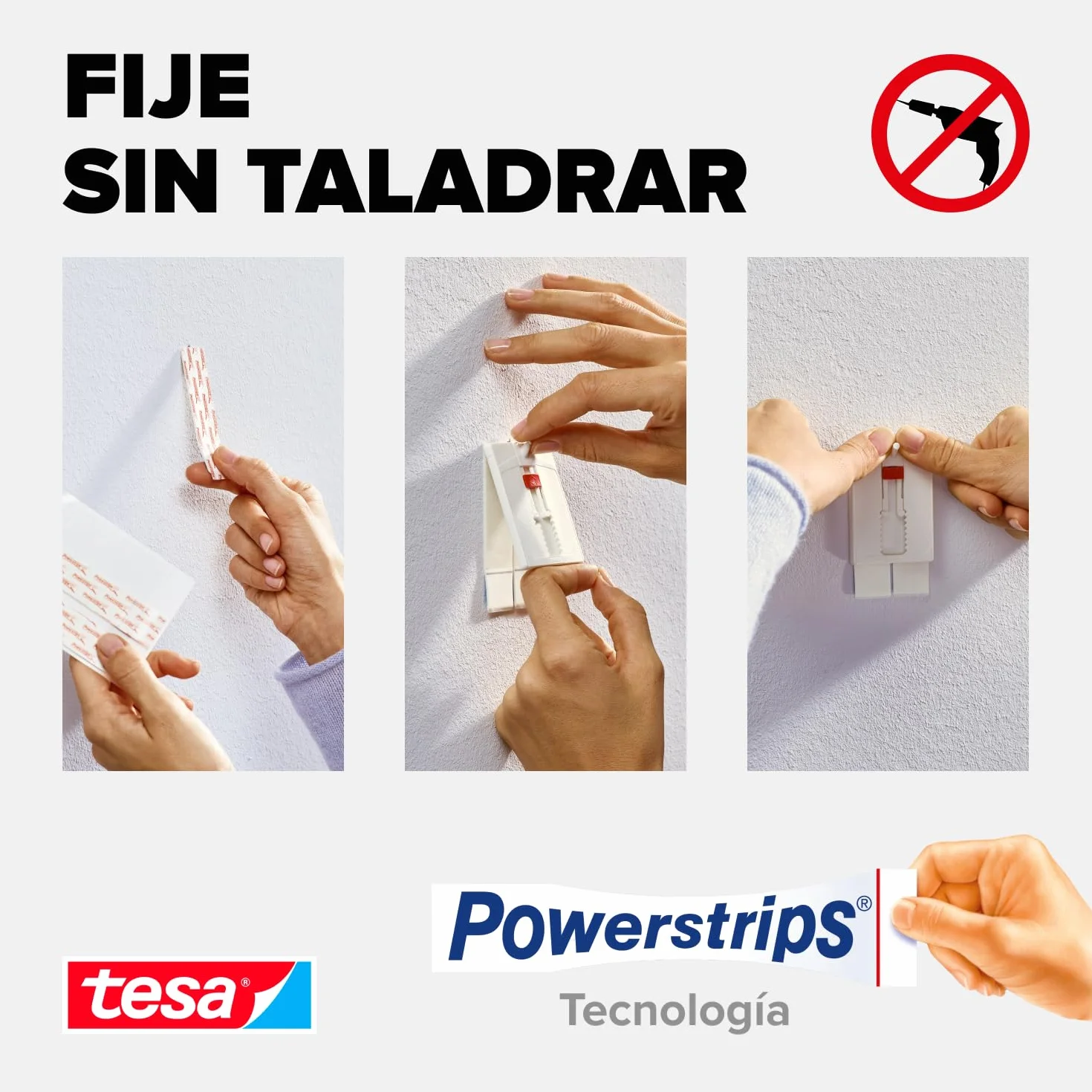 tesa Clavo Adhesivo Ajustable para Paredes Pintadas y Yeso 2 kg, Colgador con Altura Ajustable Sin Perforaciones, Paquete con 2 Clavos Adhesivos y 6 Tiras