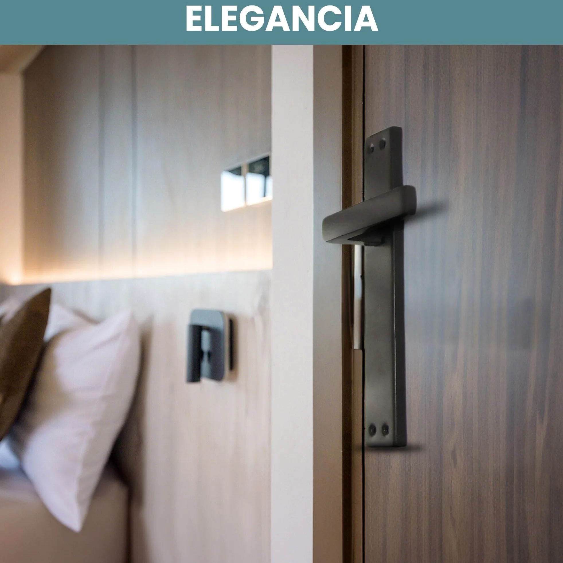 AZERODESIGN-Manetas Puertas Interior Casa-Manillas Puertas Interior Placa Cuadrada-4,5x24,5 cm-Largo Manija de 12 cm-Color Negro Mate-Manivelas Puertas Interior-Material Aluminio