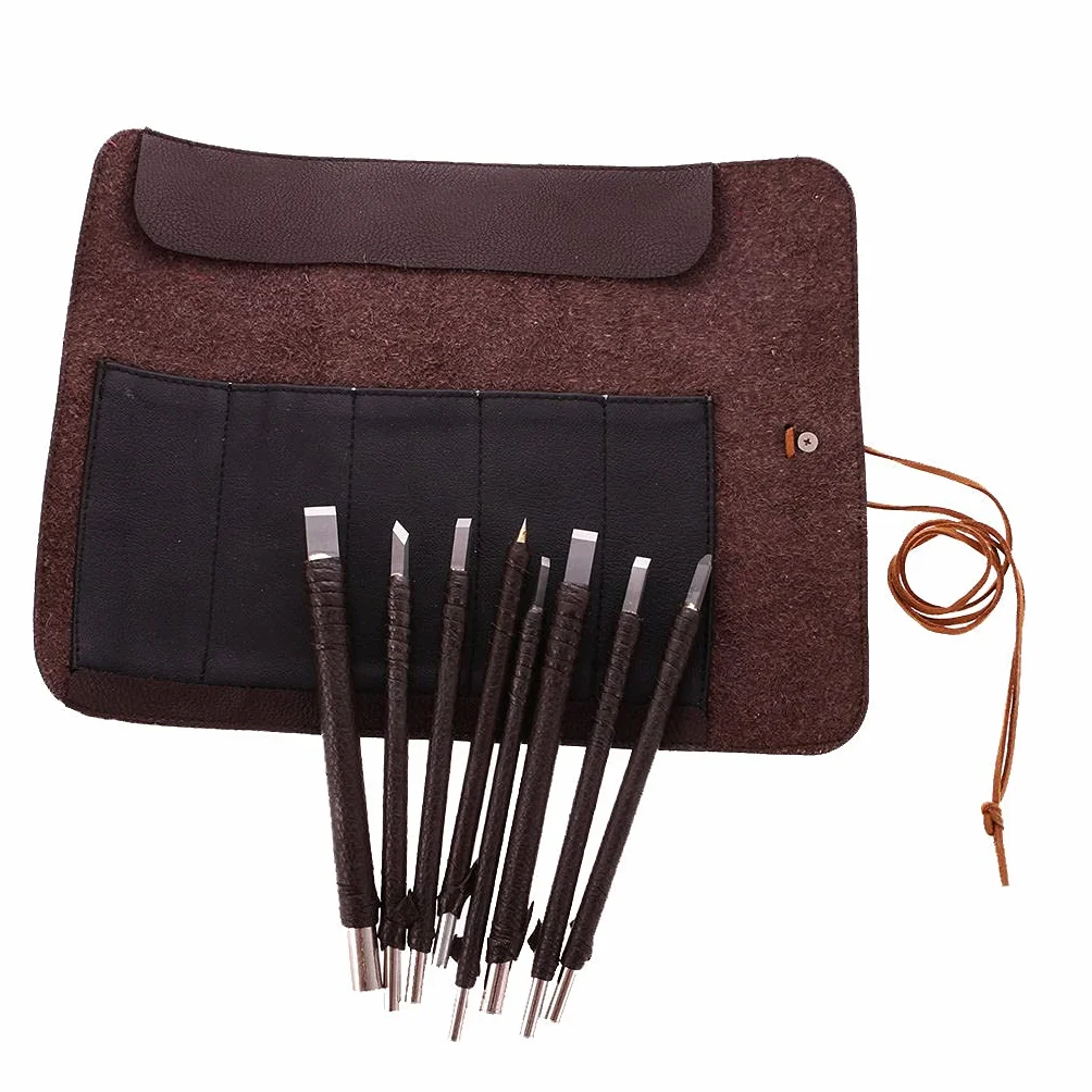 Conjunto De 8 Cincel De Madera Piedra Talla Sello Grabado Afición Herramienta De Artesanía Accesorios