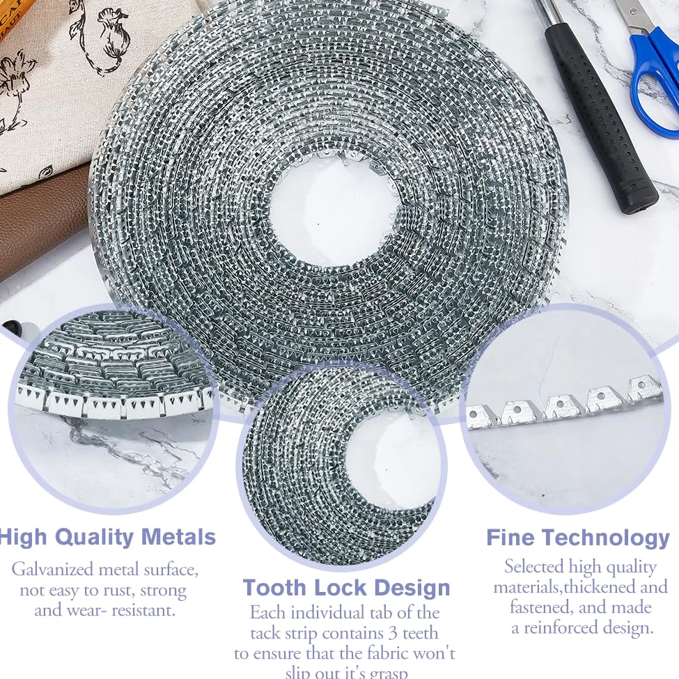 SUPERFINDINGS Tira de metal flexible con acolchado de 65 pies/20 m, curvada con mango ligero, de hierro de zinc para la reparación de muebles, sofás y sillas para bricolaje y bordes tapizados