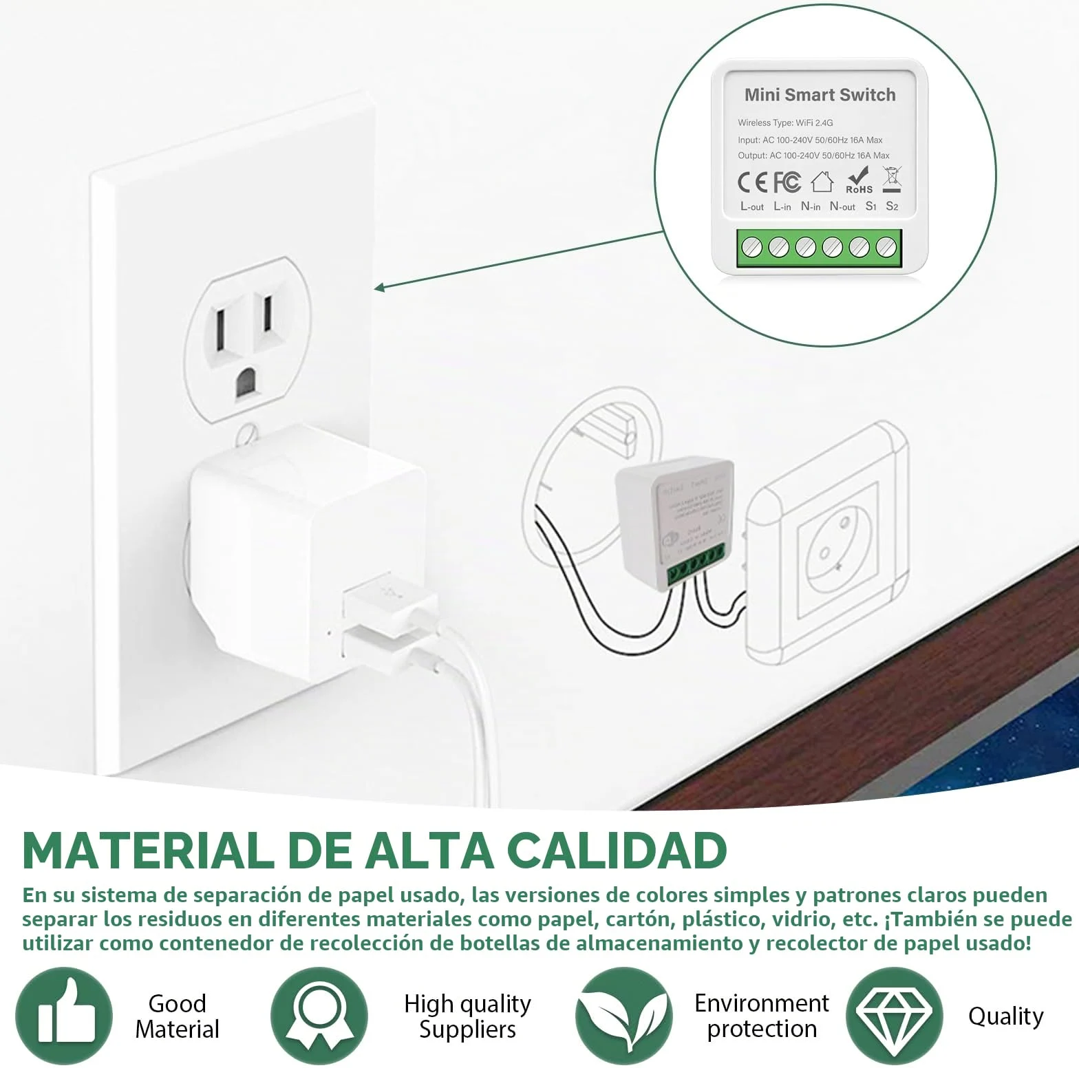 4 piezas de módulo de interruptor de luz inteligente de 1 vía, interruptor de luz de Smart Home, interruptor Smart Life, módulo de relé de interruptor mini DIY de WLAN, compatible con Alexa y Google