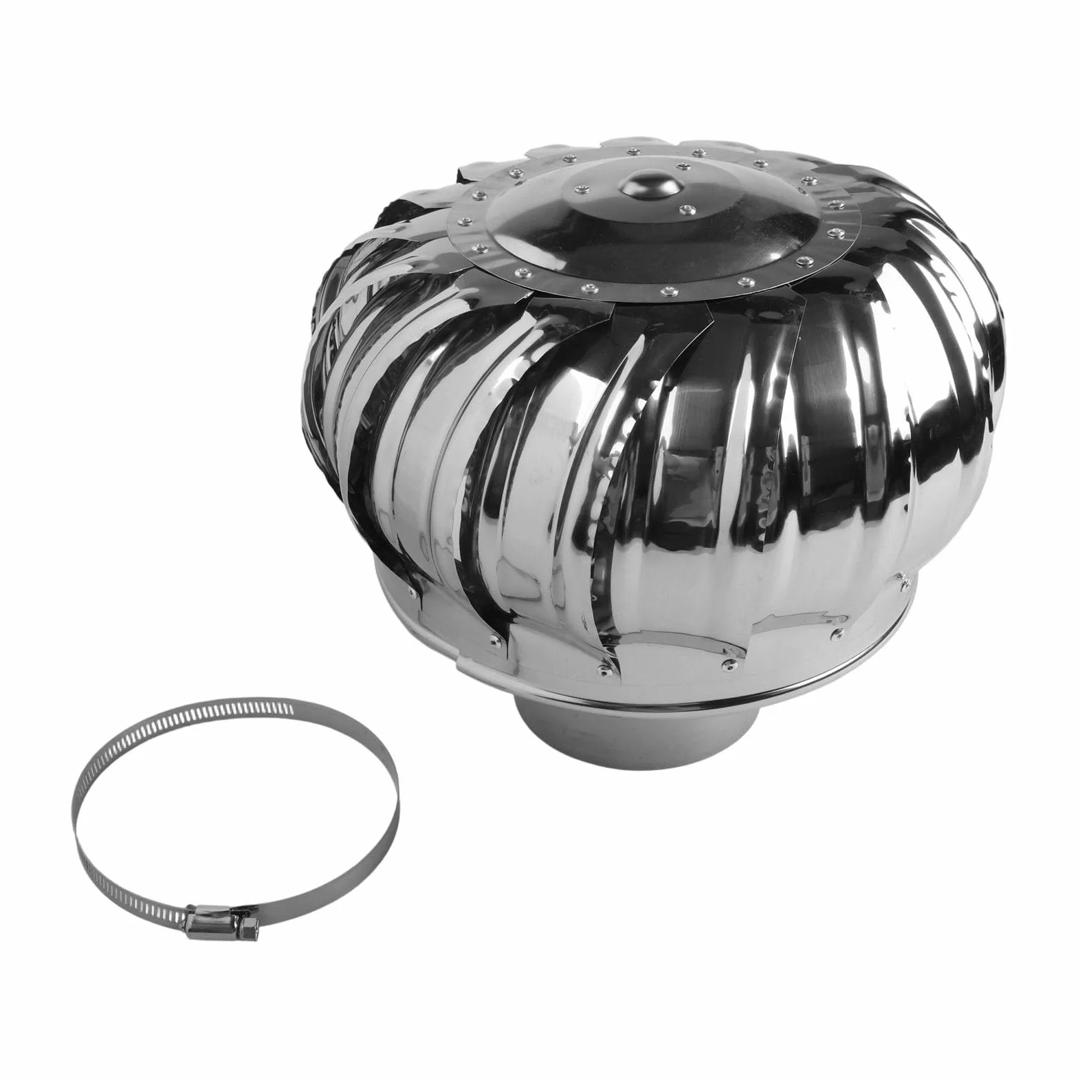 Ventilador de techo no alimentado de acero inoxidable 304 de 110 mm | Ventilación de aire de turbina impulsada por el viento para cocina, baño, escape de fábrica