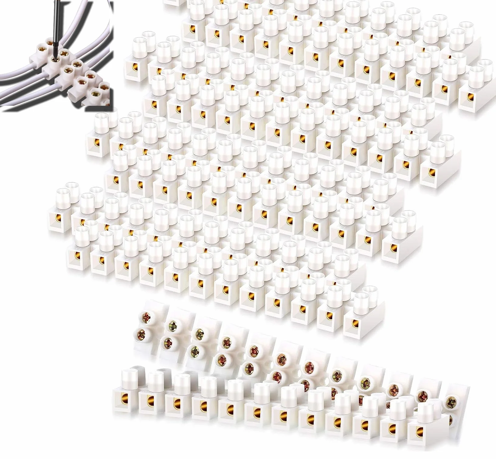 10 Pcs Bloques de terminales eléctricos 10A 380V Bloque de terminales de tornillo de doble fila Bloque de tiras de 12 posiciones para cables Conexión de electrodomésticos