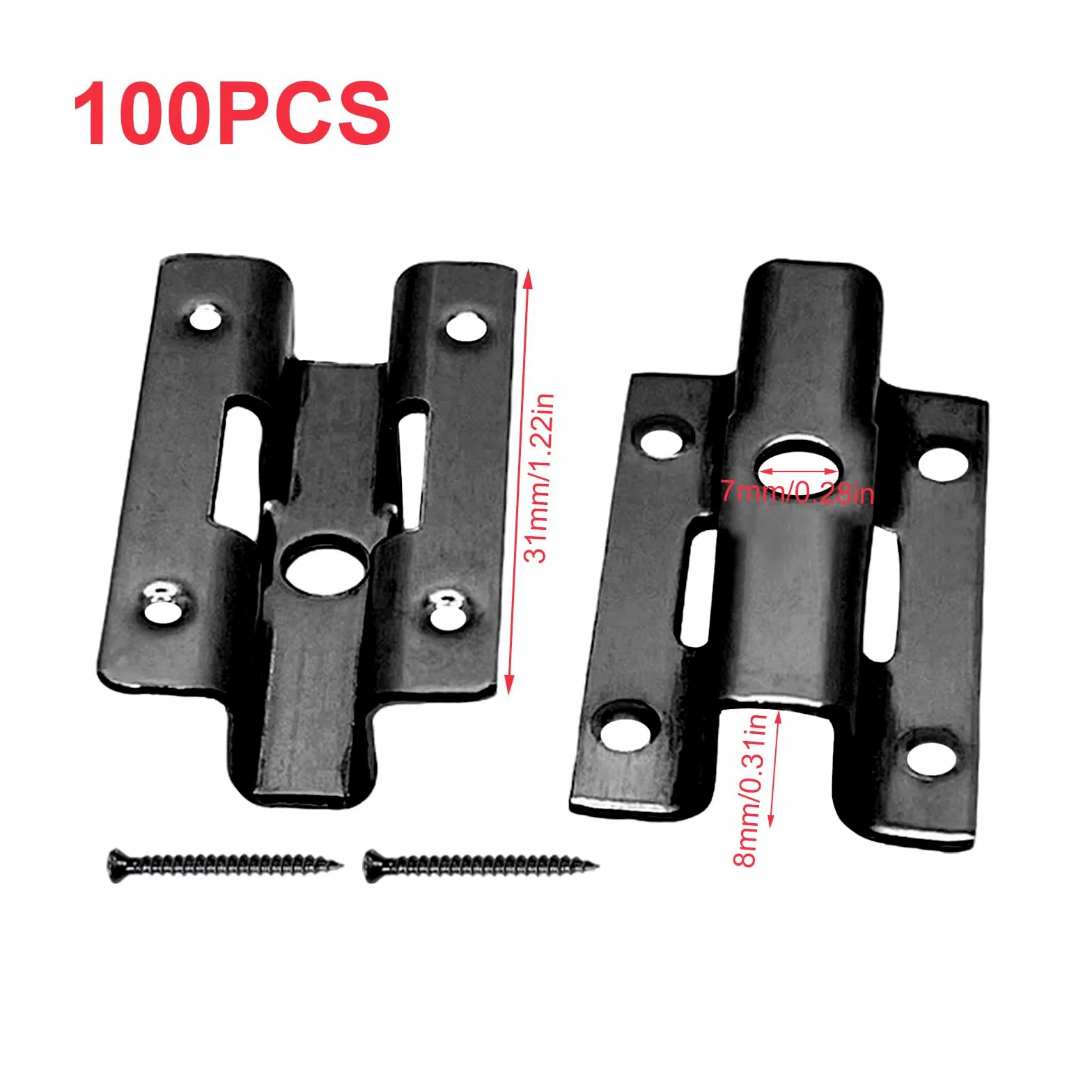 100 clips para terraza de acero inoxidable, en forma de U, clips de fijación con 100 tornillos para cierre de suelo de madera de bambú, rango de sujeción 6 mm/7 mm/8 mm/9 mm (negro 8 mm)