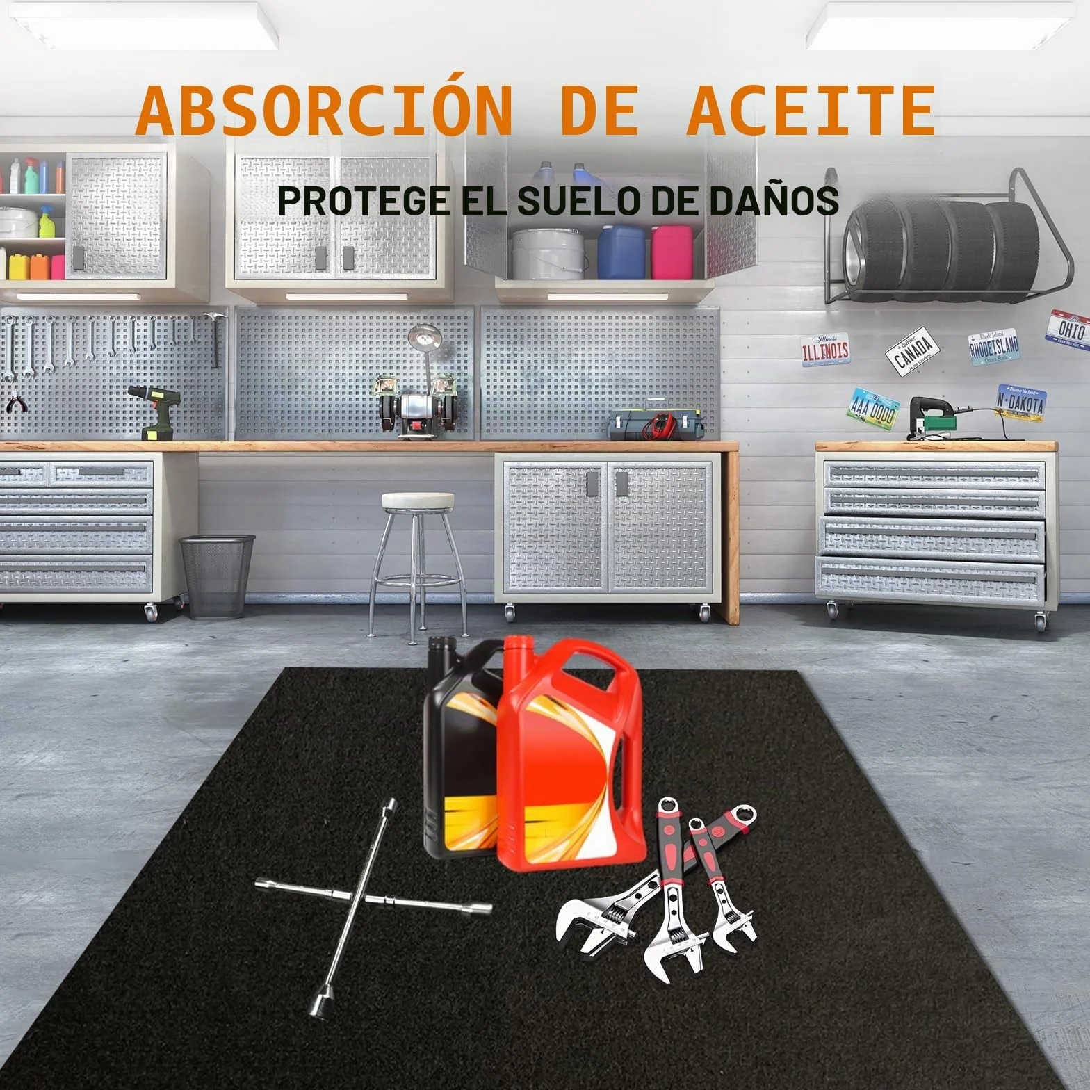 Alfombrilla para Suelo de Garaje 100x300cm Estera Garaje Coche Suelo Alfombra Moto Garaje Estera de Recogida de Aceite Multifunción para Derrames de Aceite en el Garaje