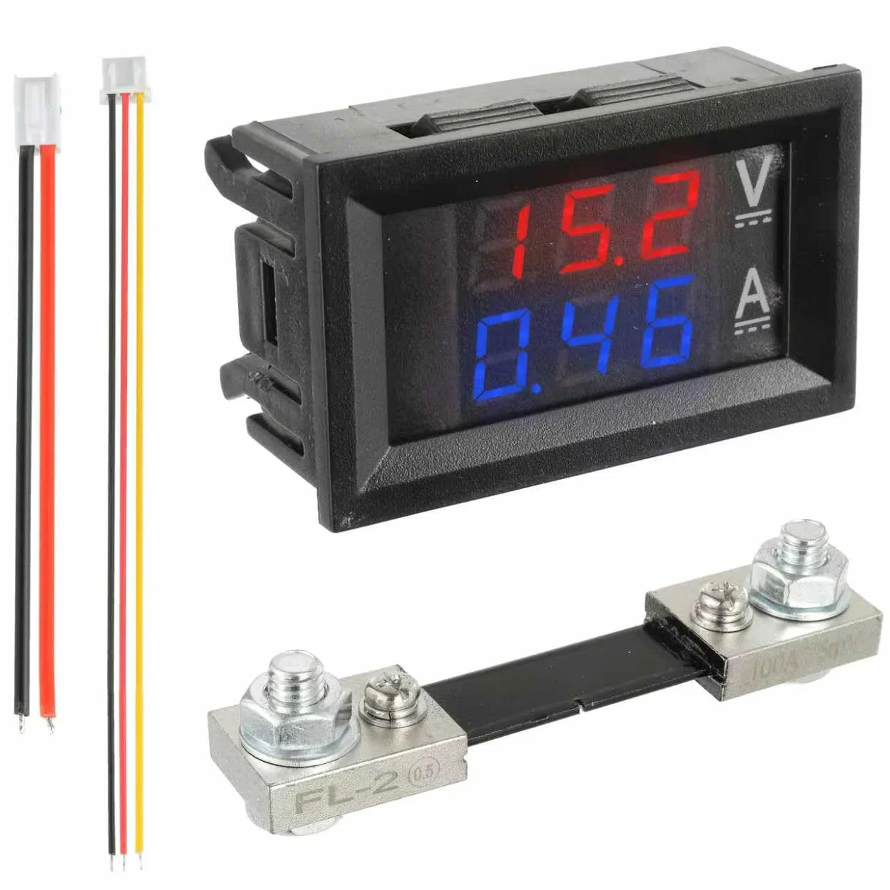 100A DC 0-100 V LED Digital Voltímetro Amperímetro, LED Indicador de color Rojo y Azul Panel de Medidor de Corriente de Voltaje Amp Voltímetro