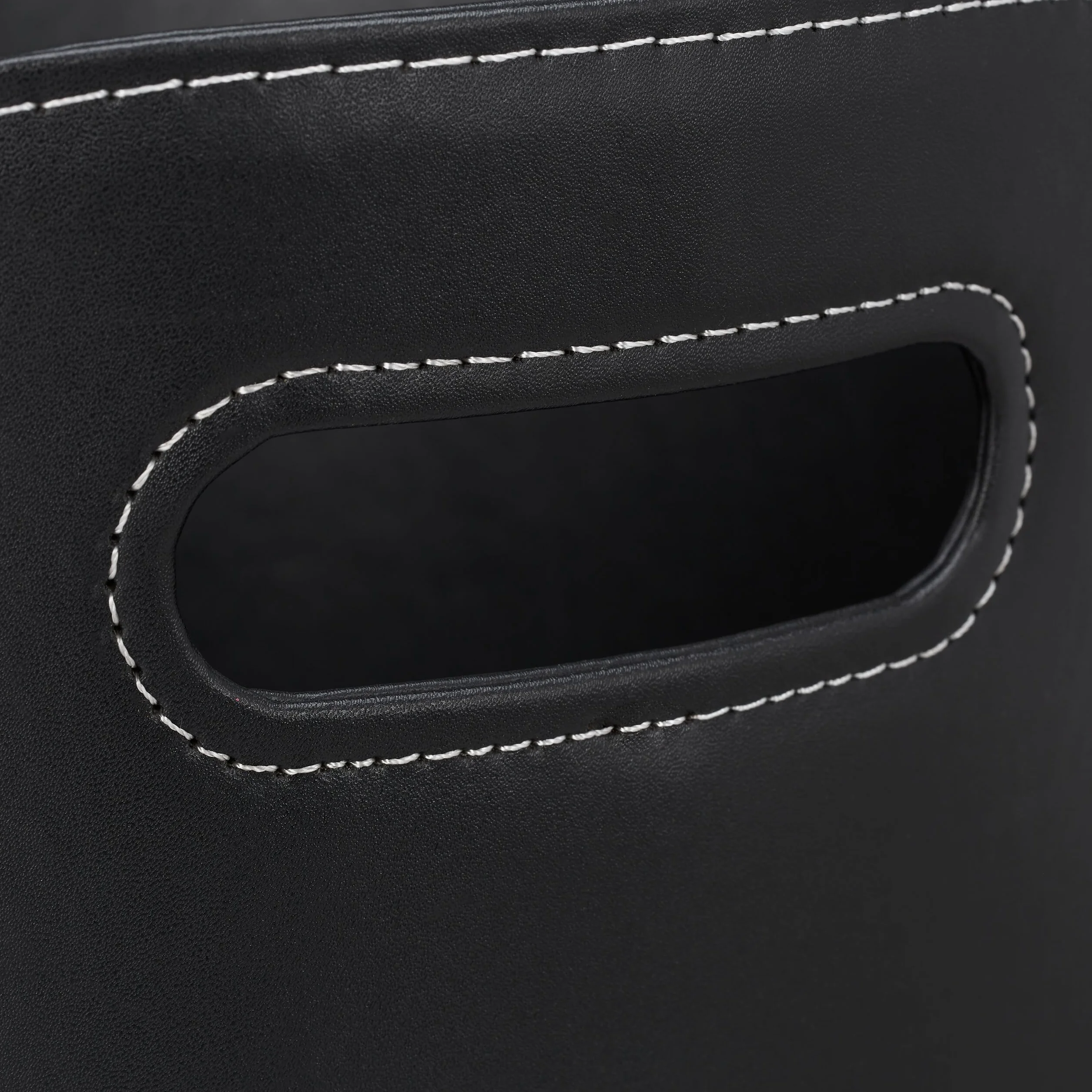 Relaxdays Cesta Leña con Asas, Leñero Interior, Cuero Sintético, 35,5 x 55 x 42,5 cm, Negro