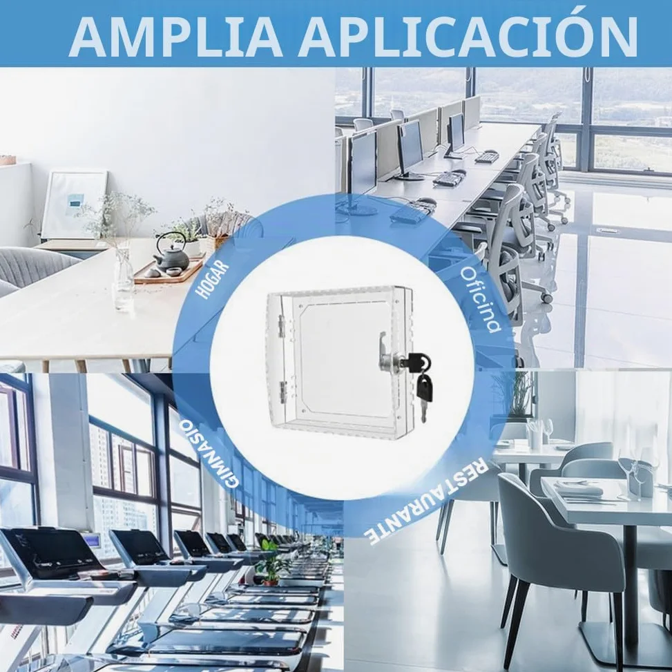 Caja de bloqueo de termostato con 2 llaves, caja protectora de termostato transparente, 16 x 15 x 6 cm, caja de cubierta de termostato montada en la pared, para restaurantes, escuela
