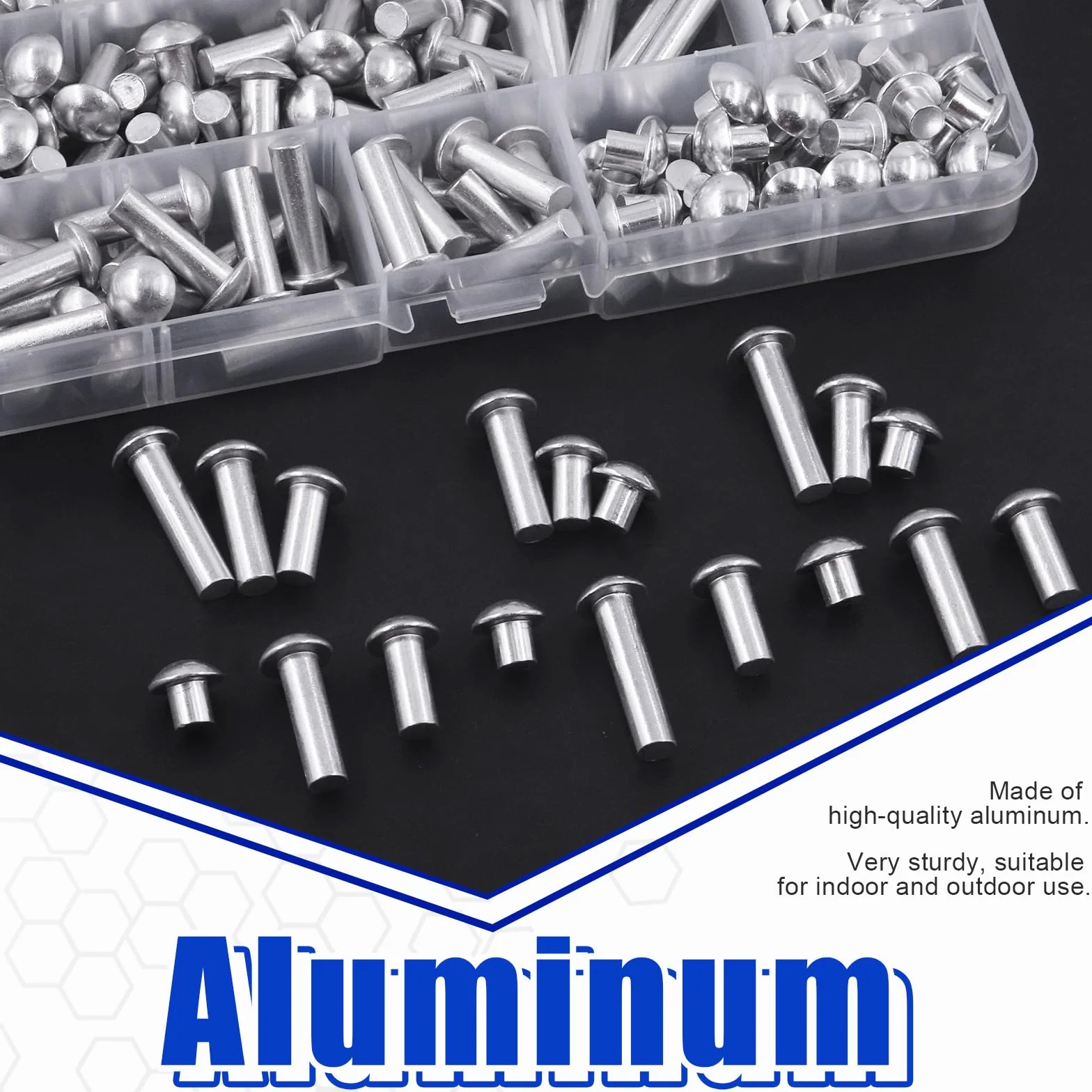 Glarks 330 remaches de aluminio M4 x 6/10/14/20/25 con cabeza sólida, longitud 6 mm, 10 mm, 14 mm, 20 mm, 25 mm, remaches de aluminio de alta resistencia a la corrosión para empalme y reparación de