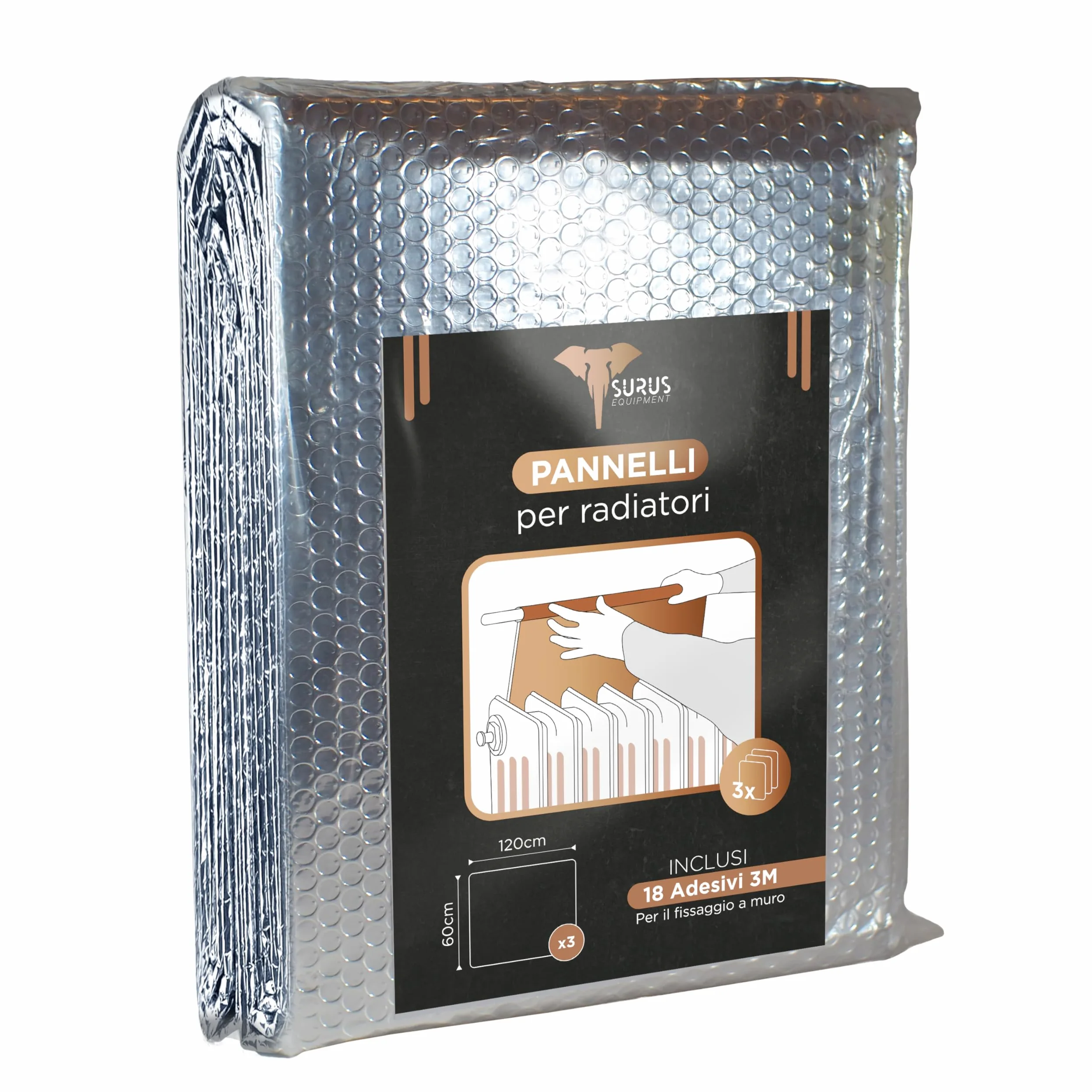 Paneles reflectantes para radiadores que reducen la pérdida de calor en casa, 3 hojas de 120 x 60 cm y 18 adhesivos 3M para montaje en pared