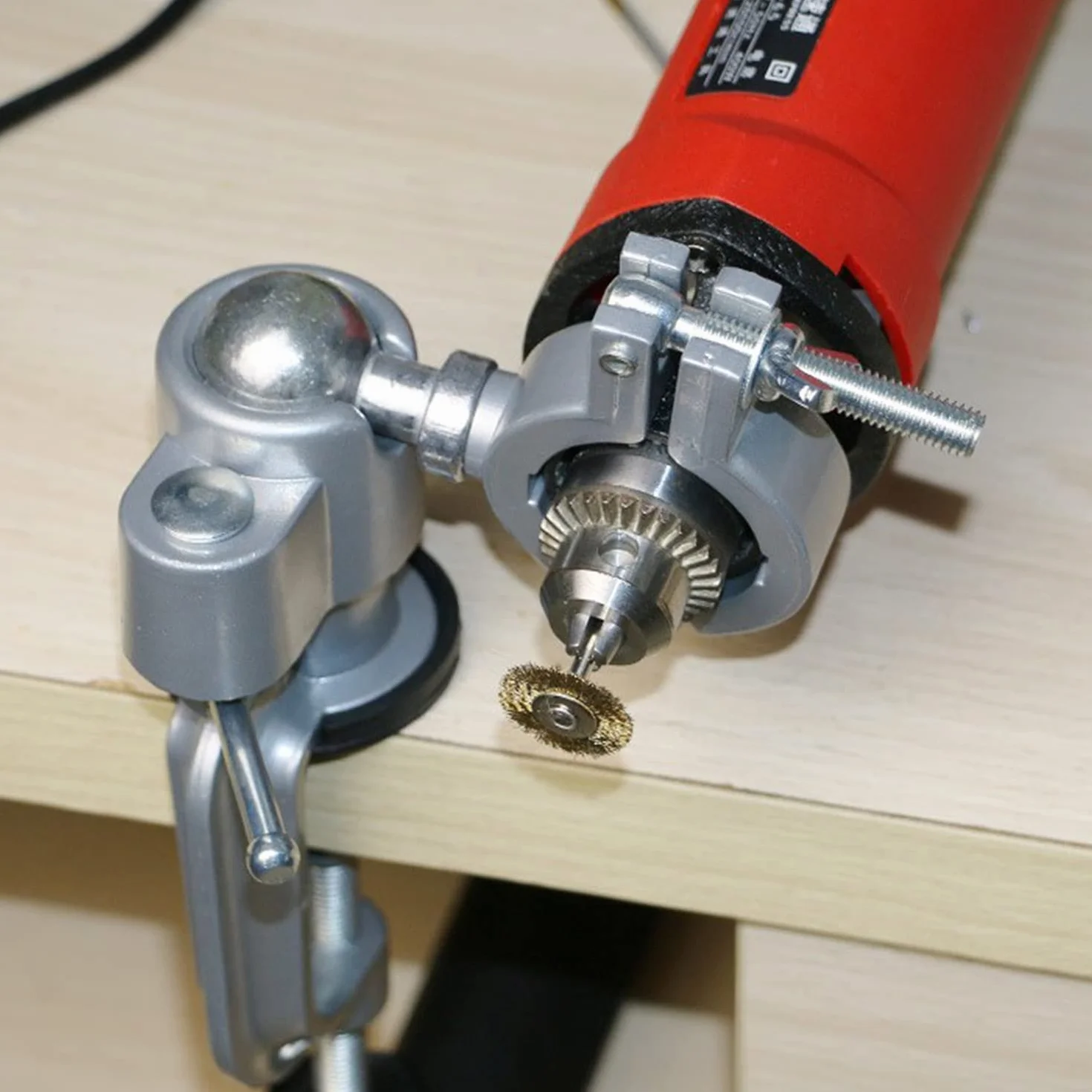 Soporte para Taladro Eléctrico, Soporte Vertical y Amoladora 360°, Columna Giratoria, Base Fija, Marco Giratorio, Pinzas Carpintería Ajustable