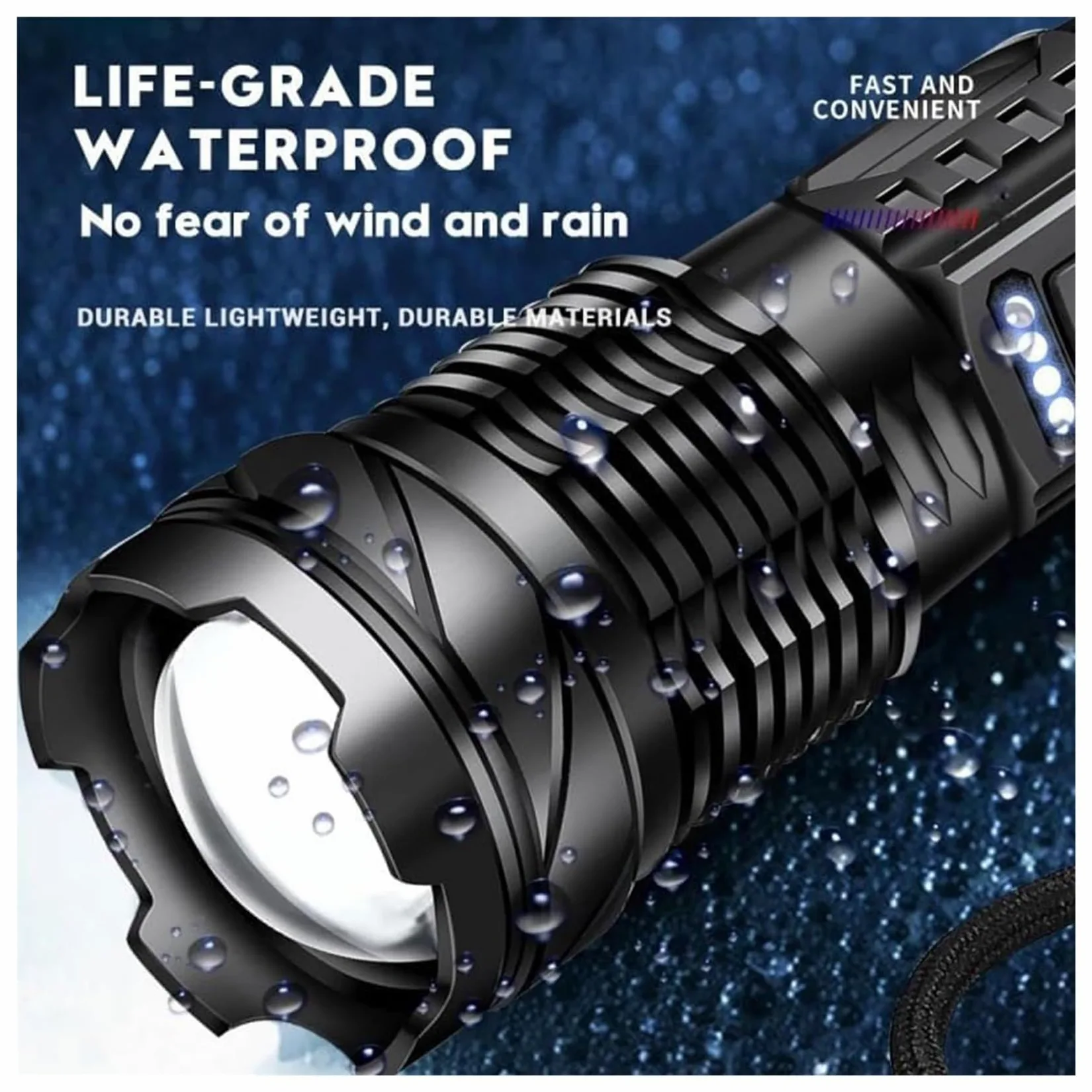 Outdoor Strong Light Flashlight USB Rechargeable 1500 Lumens, Earc Strong Flashlights High Lumens, Flash Lights for Camping, Waterproof, Zoomable(2 pc)