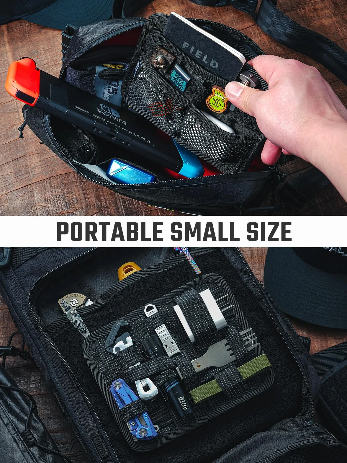 TACTICAL_GEEK TCM8 - Tablero organizador EDC, tablero tejido elástico antideslizante, panel de inserción de bolsa de utilidad para equipo pequeño, accesorios de mochila con bolsillo abierto y bolsillo