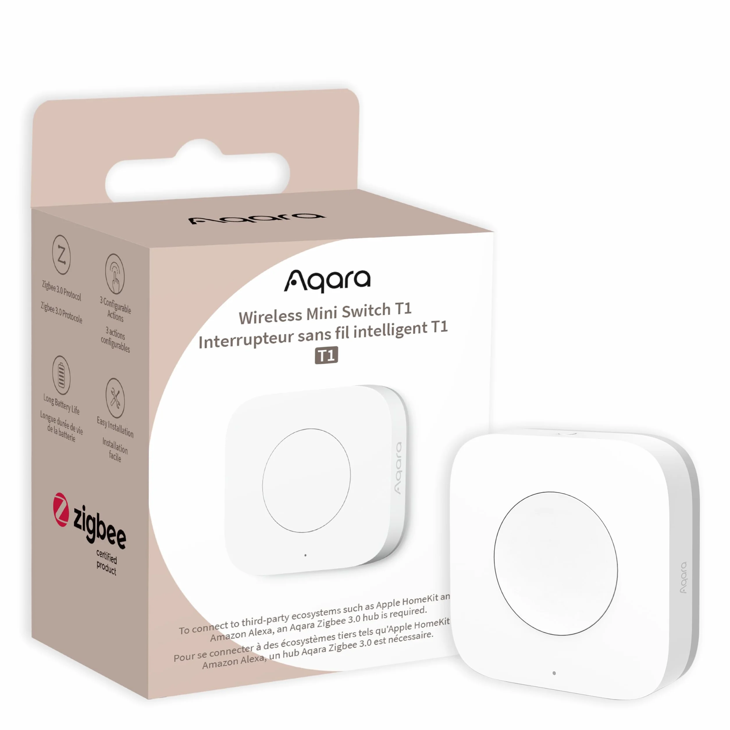 Aqara Botón Inalámbrico T1, Requiere AQARA HUB Zigbee 3.0