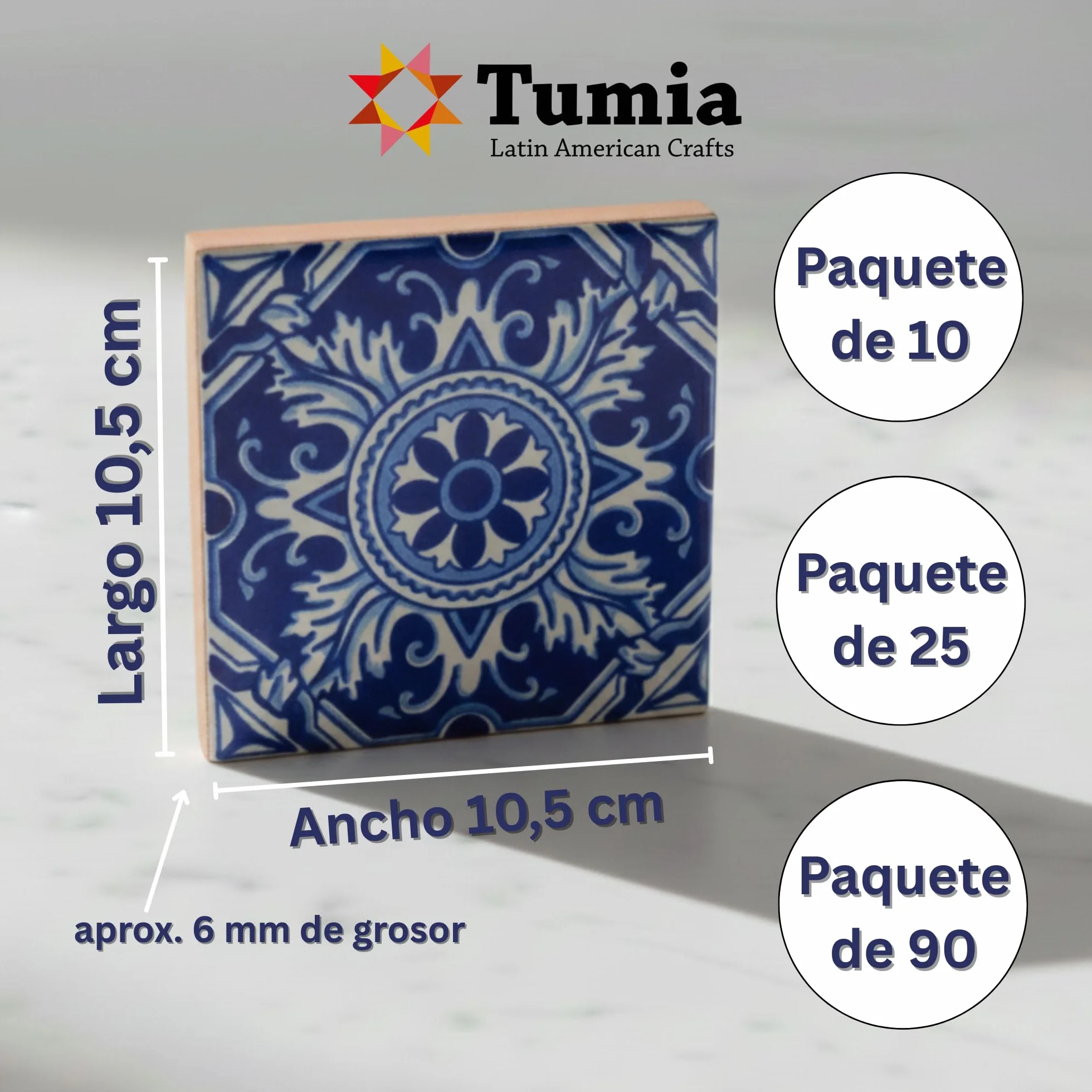 Tumia LAC Azulejos Mexicanos Artesanales de Talavera de 10.5cm