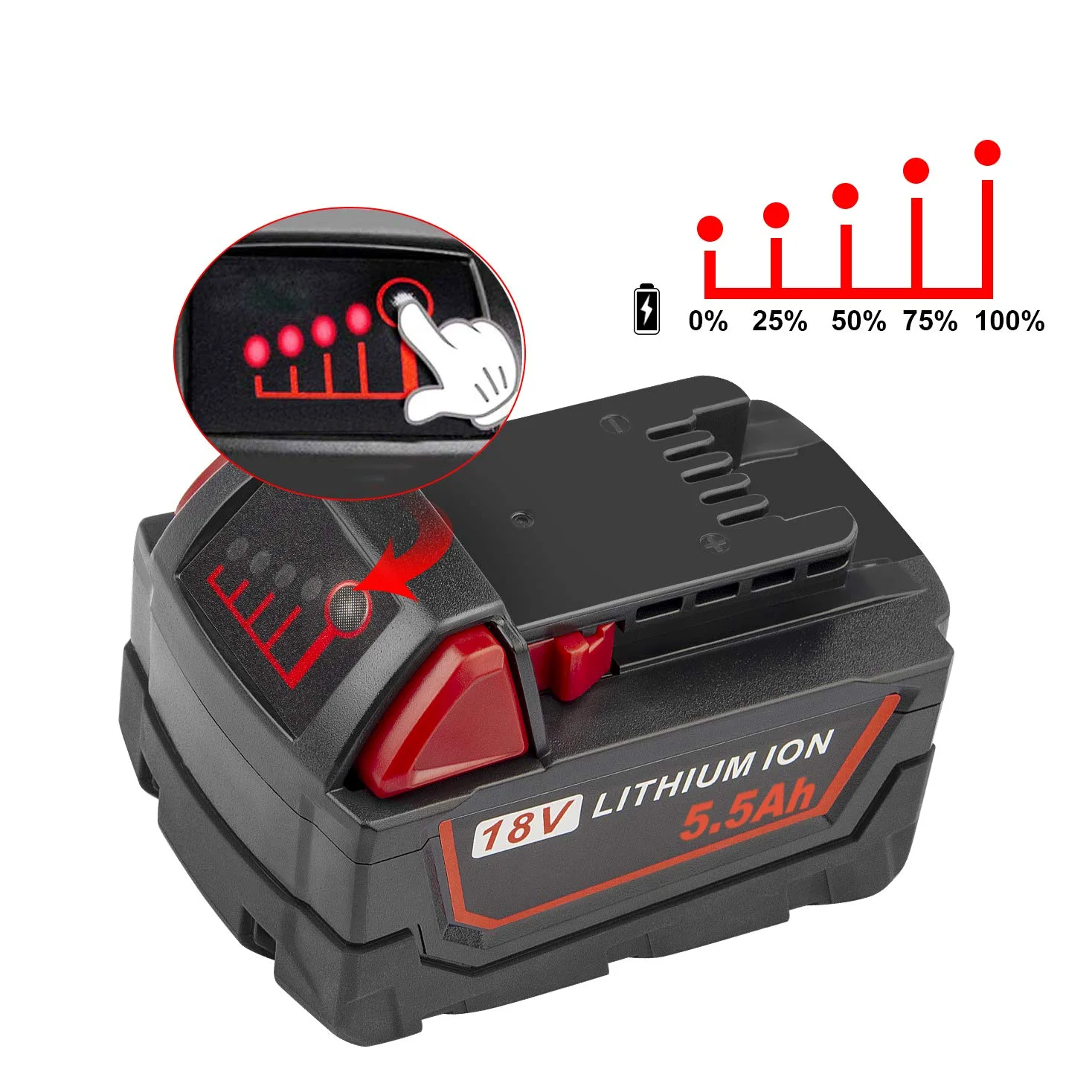 LabTEC Batería de repuesto para M18, Batería de litio de 18V 5500mAh para Milwaukee 18V M18 48-11-1840 48-11-1828 48-11-1820 48-11-1815 48-11-1850 para herramientas eléctricas