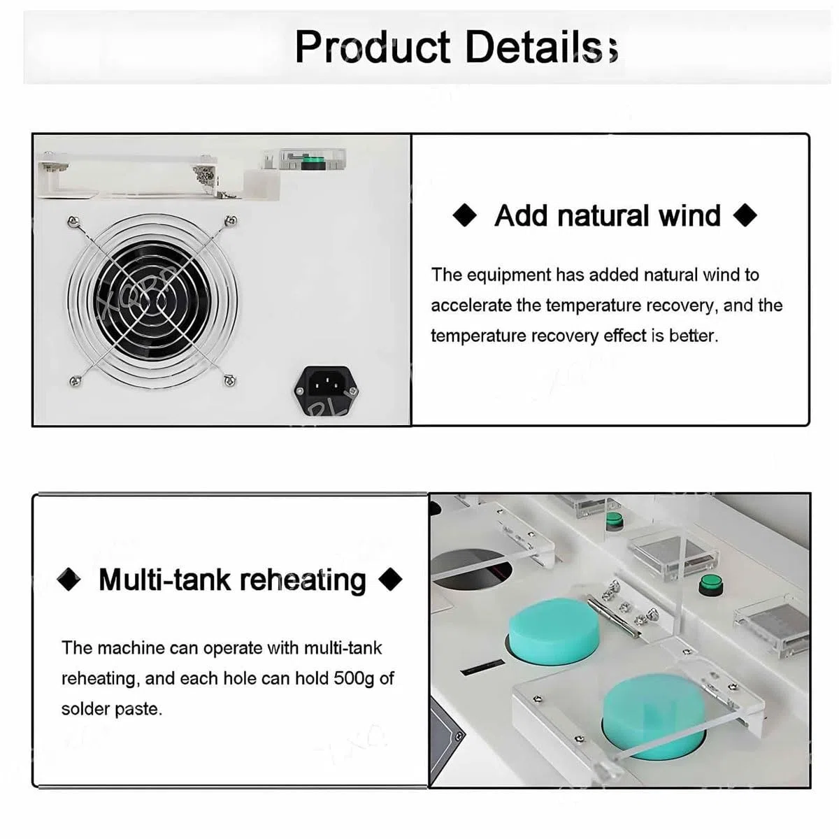 Caja de recalentamiento inteligente for pasta de soldadura con bloqueo temporizado y alarma, máquina descongeladora de pegamento rojo SMT multiestación, control independiente(8holes)