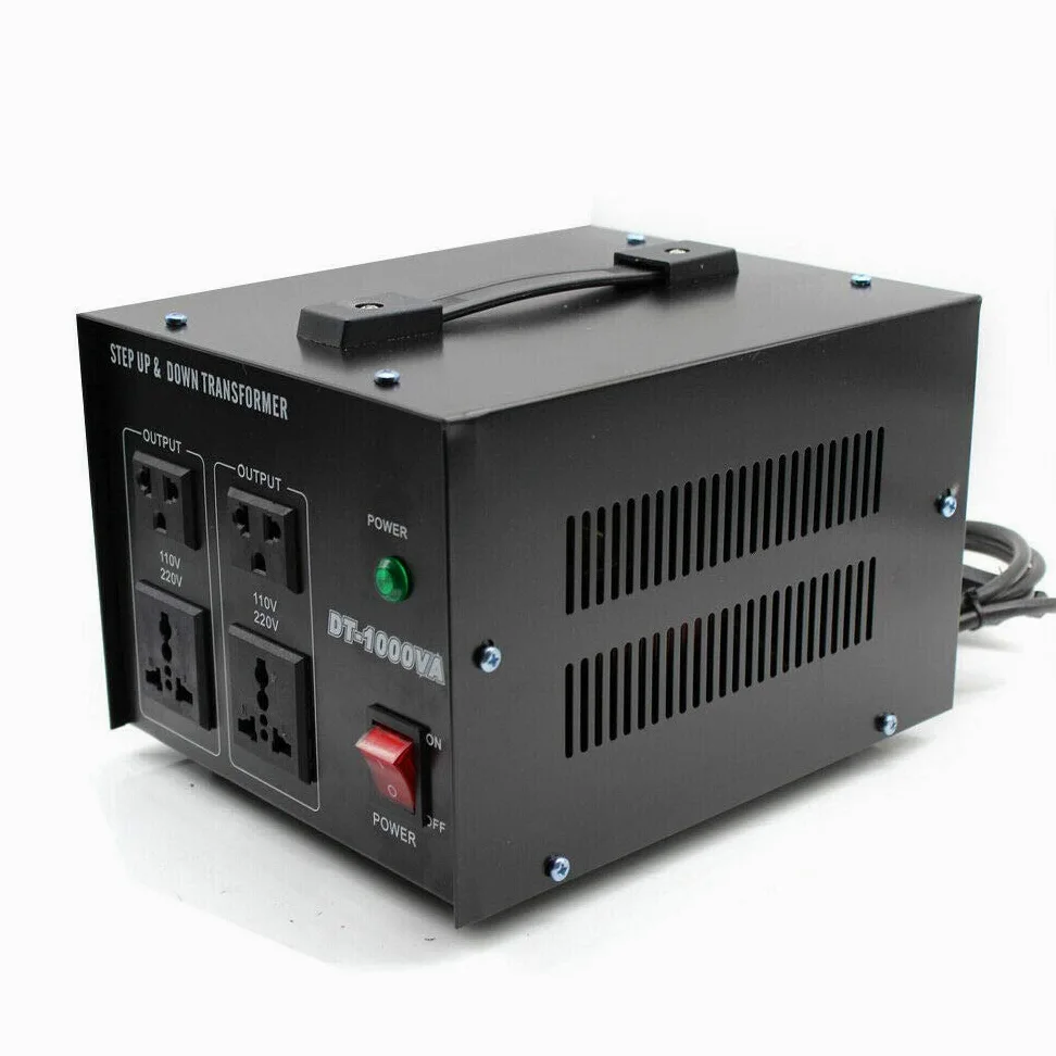 Transformador de tensión (220 V/240 V a 110 V, enchufe europeo, 1000 W, convertidor de 1000 W)