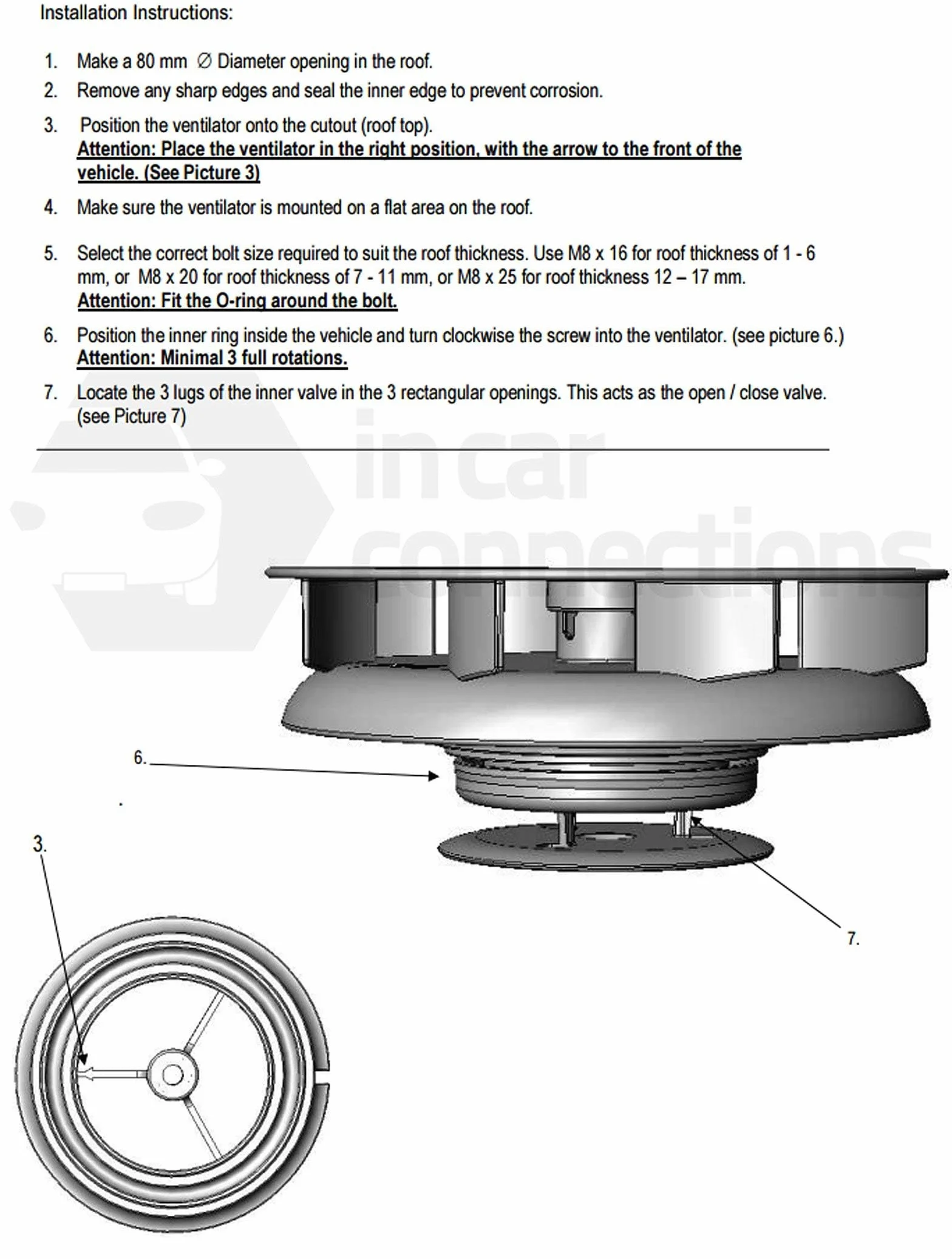 ICC Pequeño Perfil bajo Giratorio Techo Ventilación para Vans Buses ' - Blanco - Viento Impulsada Giratorio Respirador