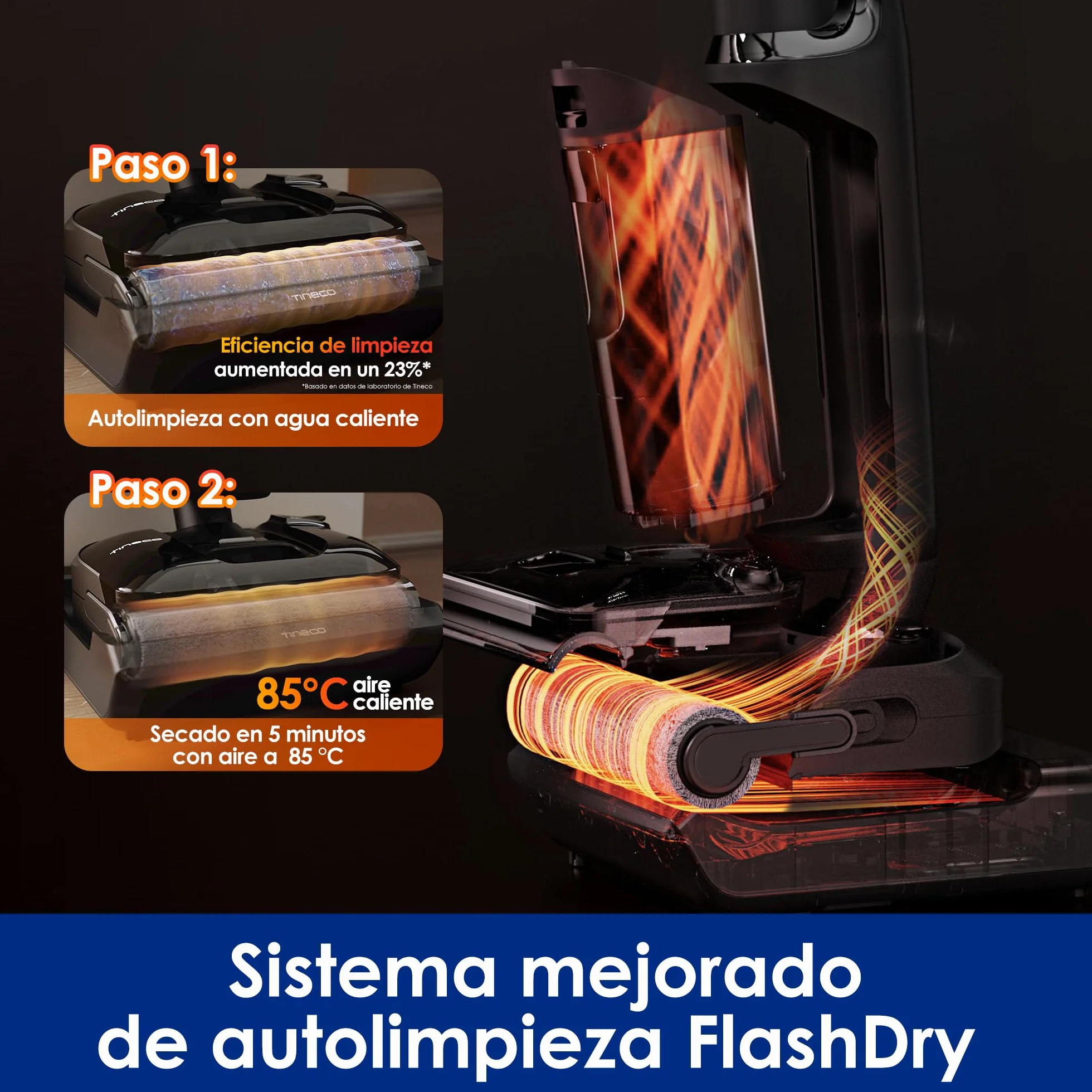 Tineco Floor One S7 Stretch Ultra Aspiradora inalámbrica en seco y húmedo 21.000 Pa 50 Minutos Autonomía Autolimpieza FlashDry 85°C