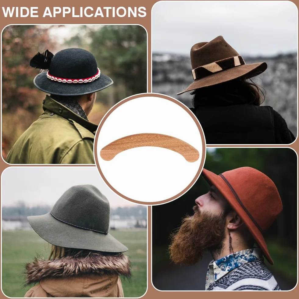 BENECREAT Moldeador de Sombreros de Nogal 200x34x9mm, Herramienta para Hacer Sombreros Vaquero Fedora