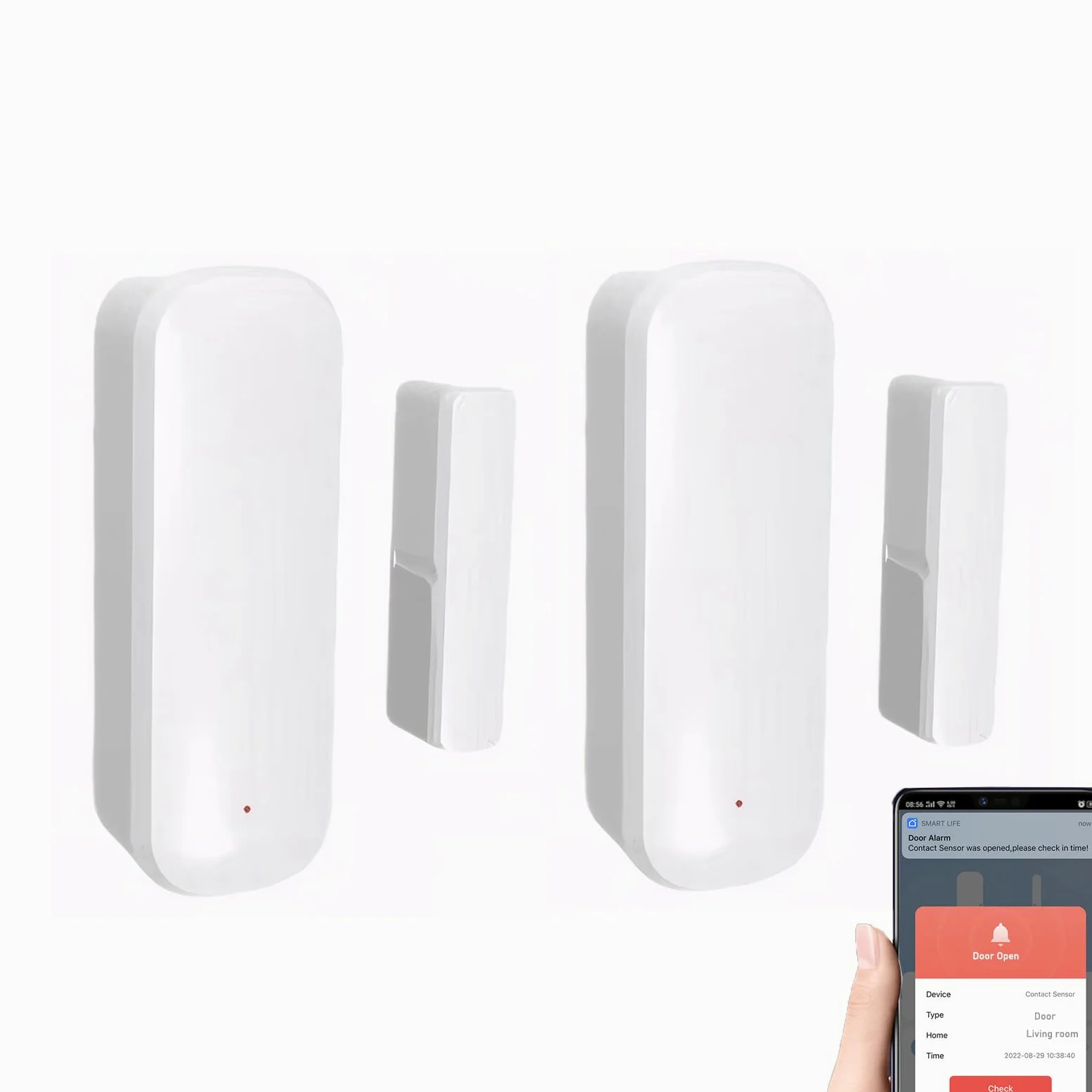 Mengshen 2 Pack Sensor Ventana WiFi Sensor Contacto Inteligente Alertas Aplicaciones Seguridad Hogar Funciona Dispositivos Tuya Smart Life Compatible con Alexa Google Home