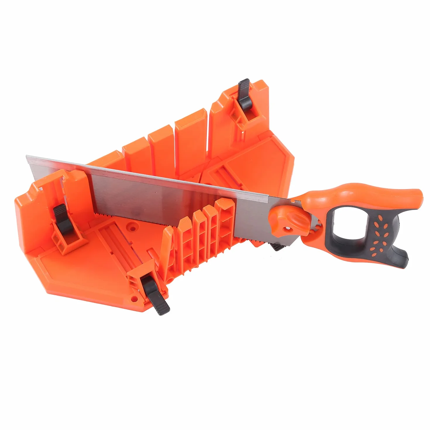 KATSU Caja de ingletes con sierra de espiga de 14", corte de múltiples ángulos con abrazadera, juego de sierra de mano ajustable carpintería, bricolaje, decoración del hogar, marcos de fotos 313572