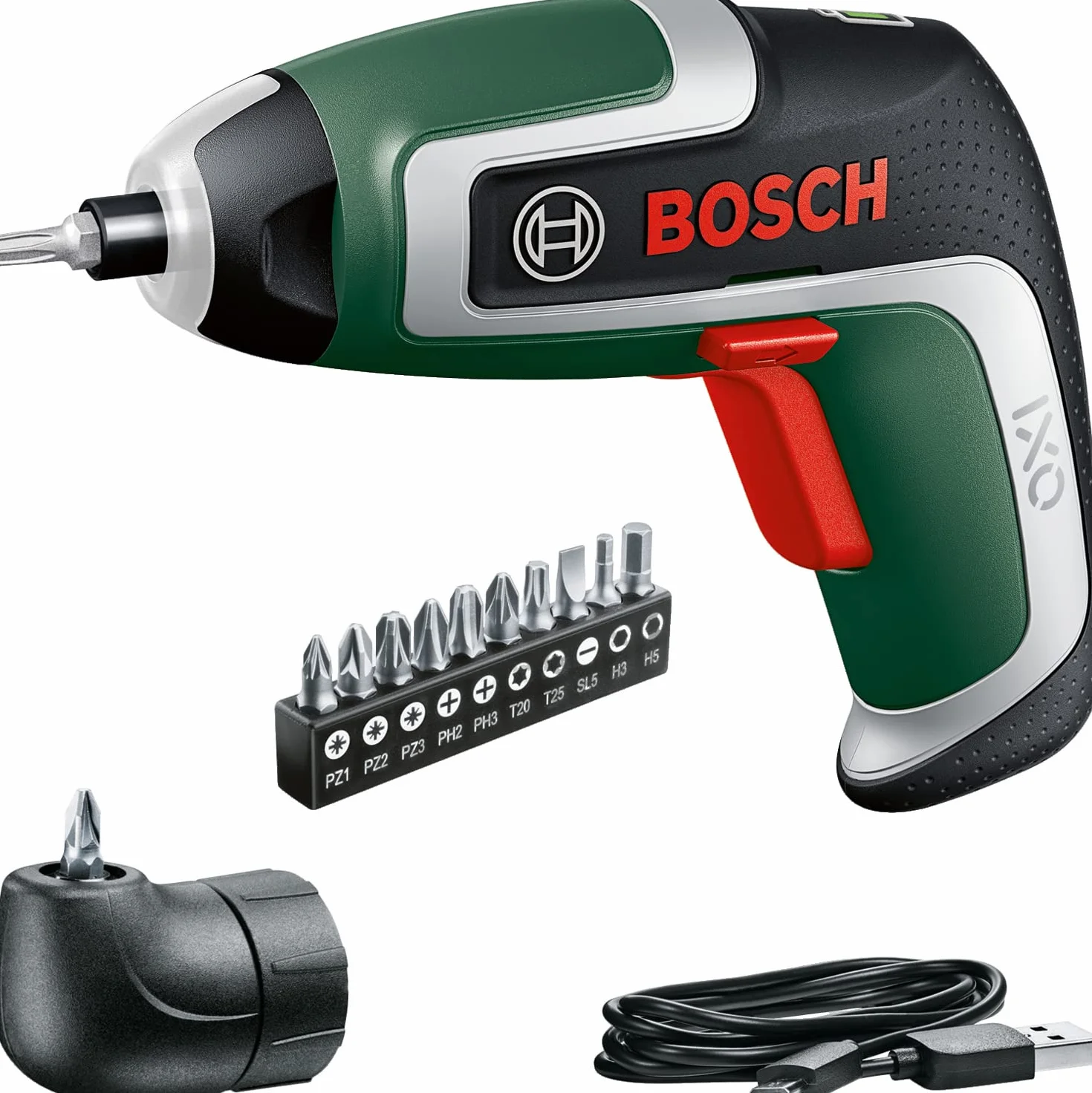 Bosch atornillador a batería compacto IXO set (7.ª generación; 3,6 V; 2,0 Ah; 5,5 Nm; adaptador de atornillado en ángulo; con cable micro USB; atornilla hasta 190 tornillos; en caja) – Amazon Edición