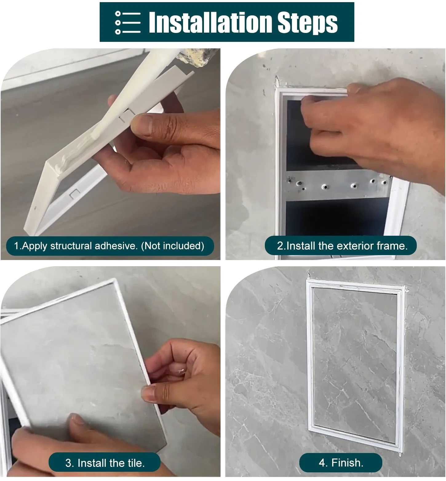 ZIMGOD Puerta de Inspección Panel de Acceso Alicatable Montaje Empotrado, Puerta de Acceso A Presión, Puerta de Inspección Impermeable para Baño/bañera(White,15x15cm (5 7/8" x5 7/8"))
