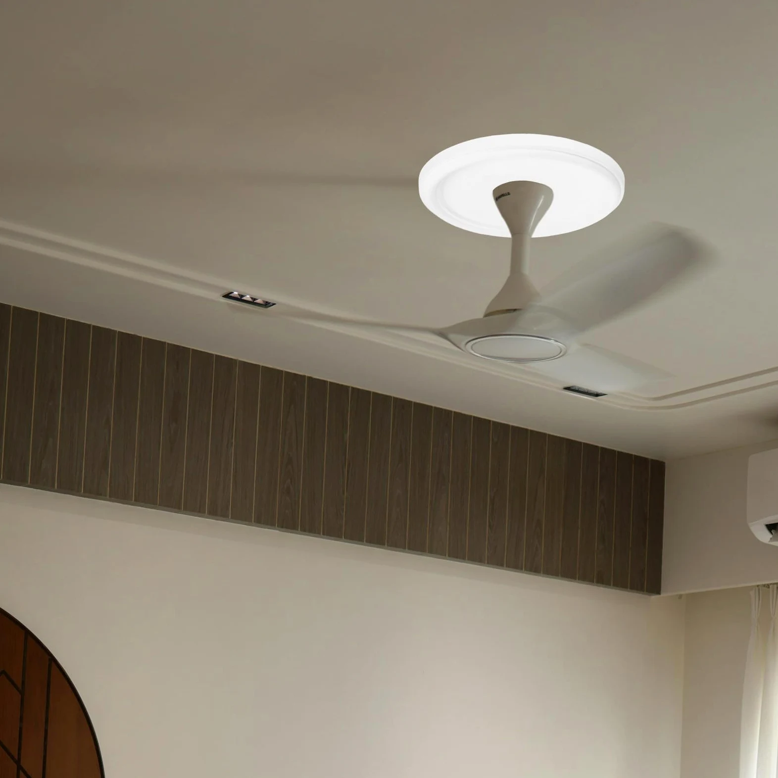 Genérico Medallón Decorativo de Poliuretano Redondo para Ventiladores de Techo Blanco Instalación Fácil y Desmontable para Salas y Dormitorios