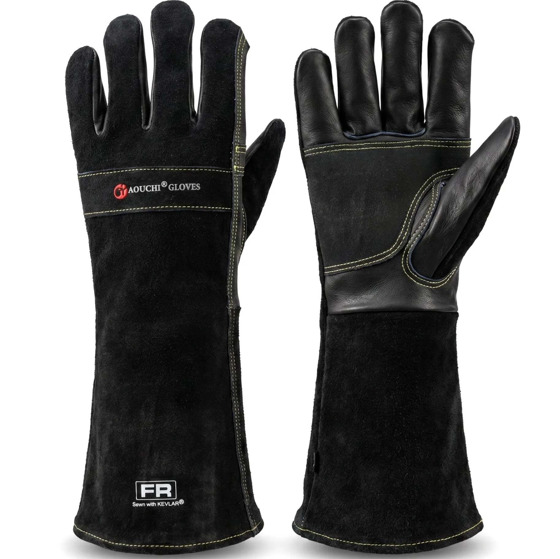 Guantes de soldadura de cuero vacuno para mujeres y hombres, guantes de manga larga ignífugos y resistentes al calor para barbacoa, TIG MIG, extinción de incendios, chimenea, horno, horno,