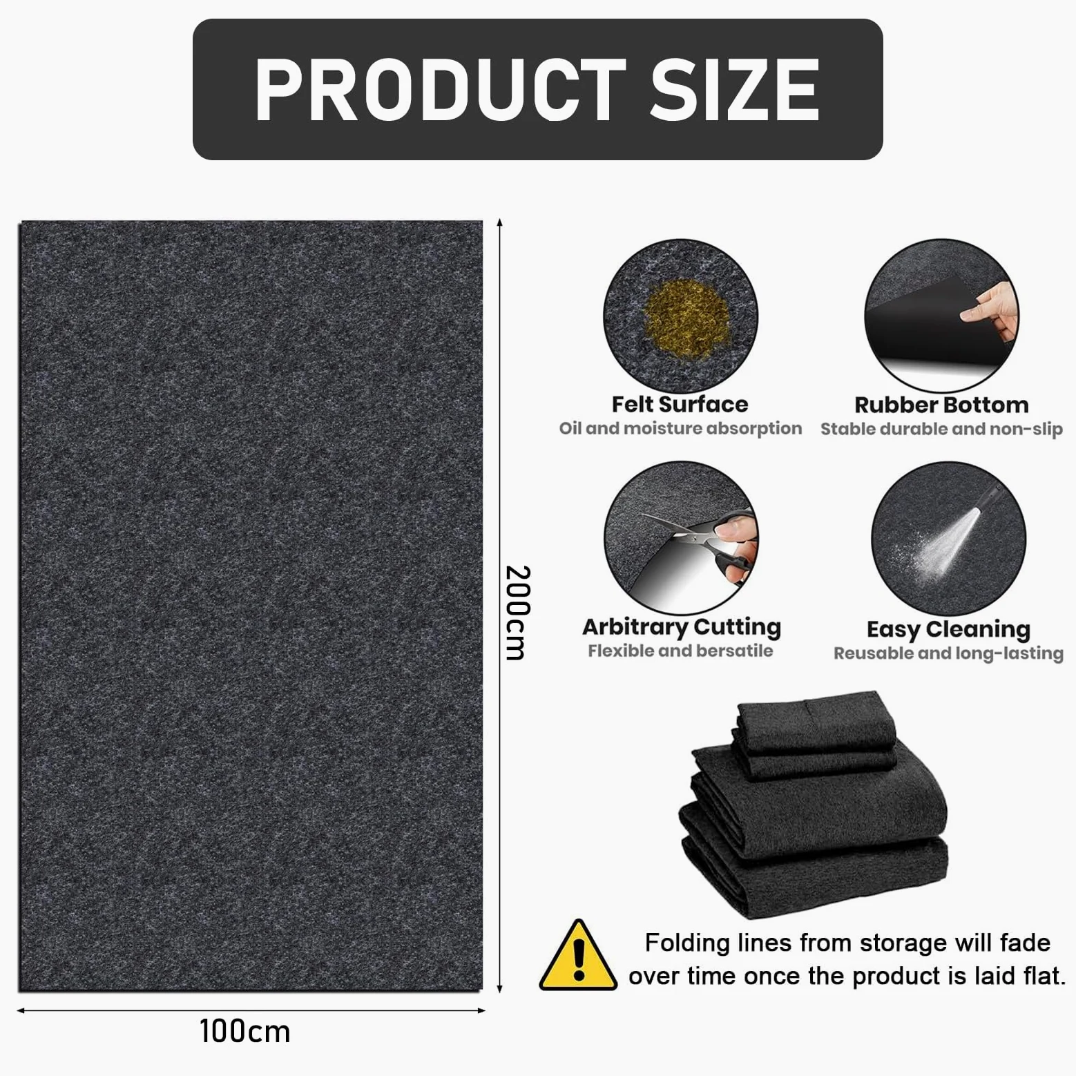 YSOOUA Alfombrilla para Suelo de Garaje 100x200cm Premium Estera de Recogida de Aceite Multifunción Cortable Estera para derrames de Aceite en el Garaje Estera de Aceite Reutilizable (100 * 200cm)