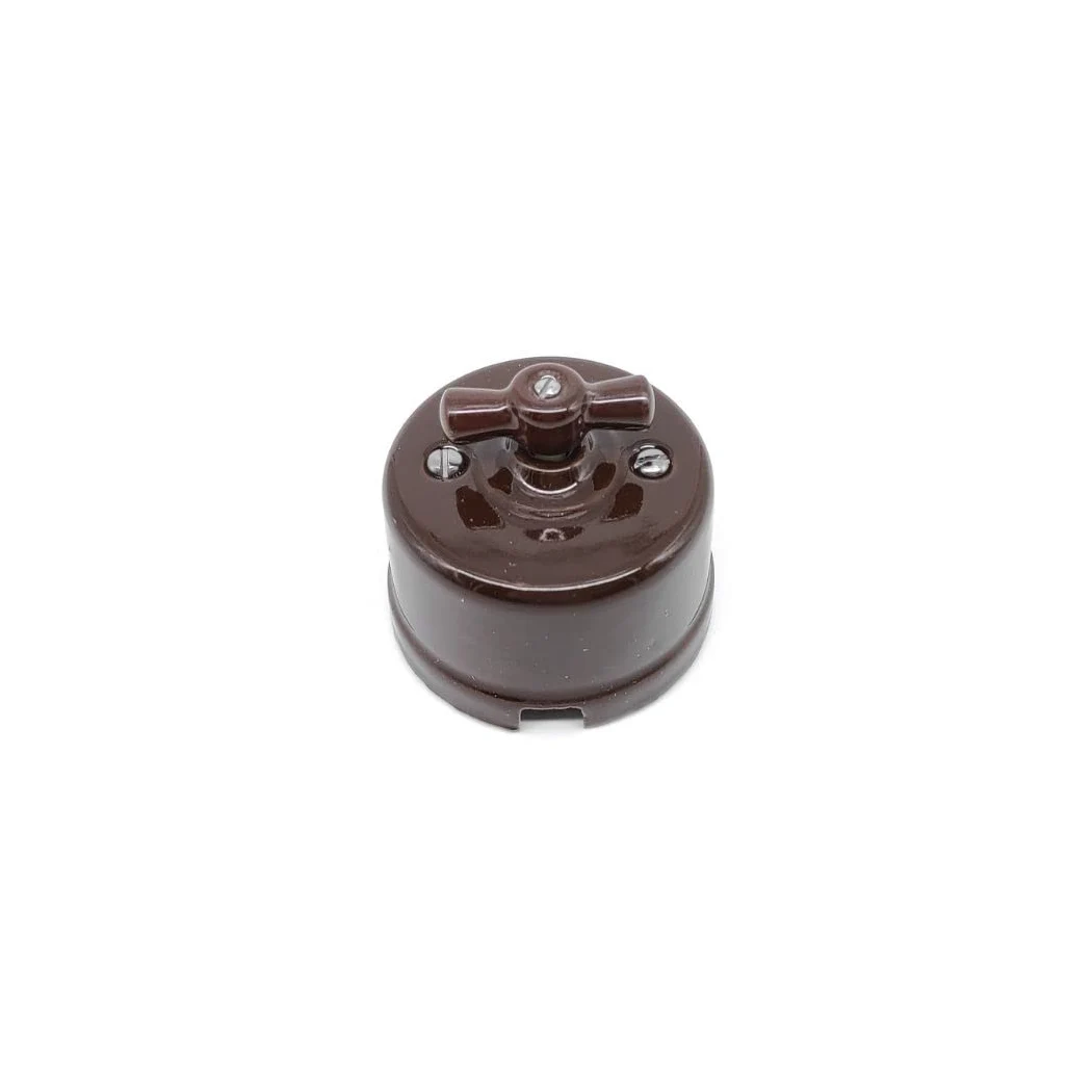 Interruptor Conmutador de Superficie de Porcelana Marrón