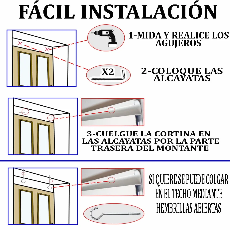 Cortinas Exterior de Cinta para Puertas | Plástico PVC y Barra Aluminio | PERTONI TENDE (MARRÓN Y Beige, Ancho 100cm x 210cm Largo)