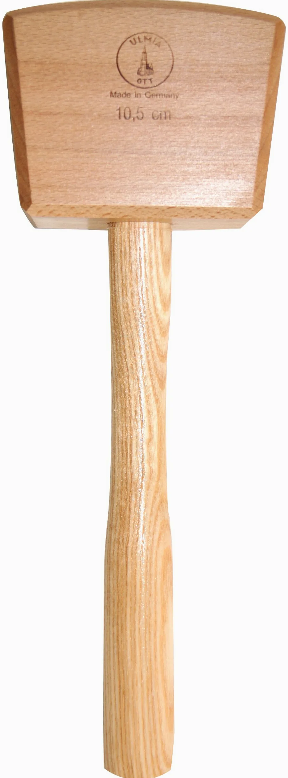 Martillo de madera, Martillo de carpintero (Cabeza de martillo de haya roja de alta calidad, todos los cantos fresados, mango de fresno, encolado y espigado ~ Cabeza de martillo: 105 x 65 x 80)