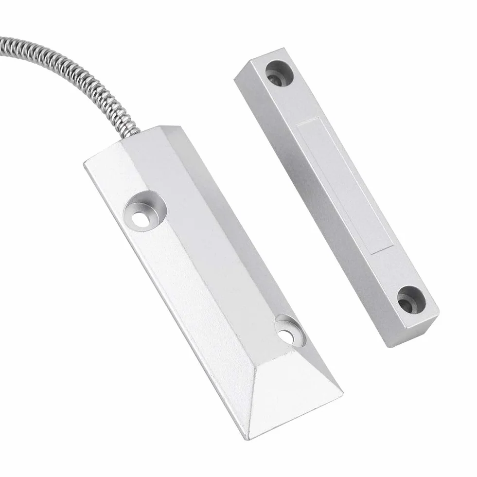 Nikou Interruptor de Sensor magnético - Interruptor de Detector de Sensor con Cable de Contacto magnético de Ventana de Puerta for Seguridad de Alarma de Garaje en el hogar