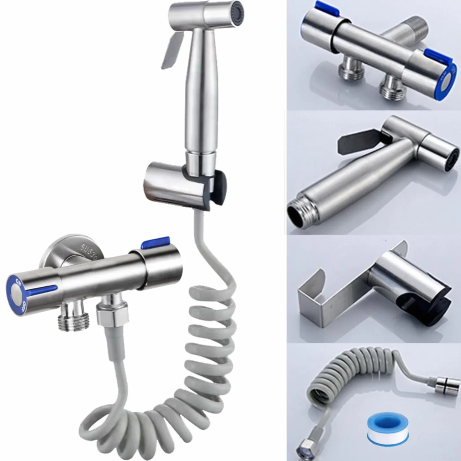 CHILL HOUSE Ducha Higienica para WC en Acero Inox con Grifo bidet, Manguera y Ducha bidet para Inodoro Completo - Grifo para WC con Ducha inodoro para Duchas Higienicas