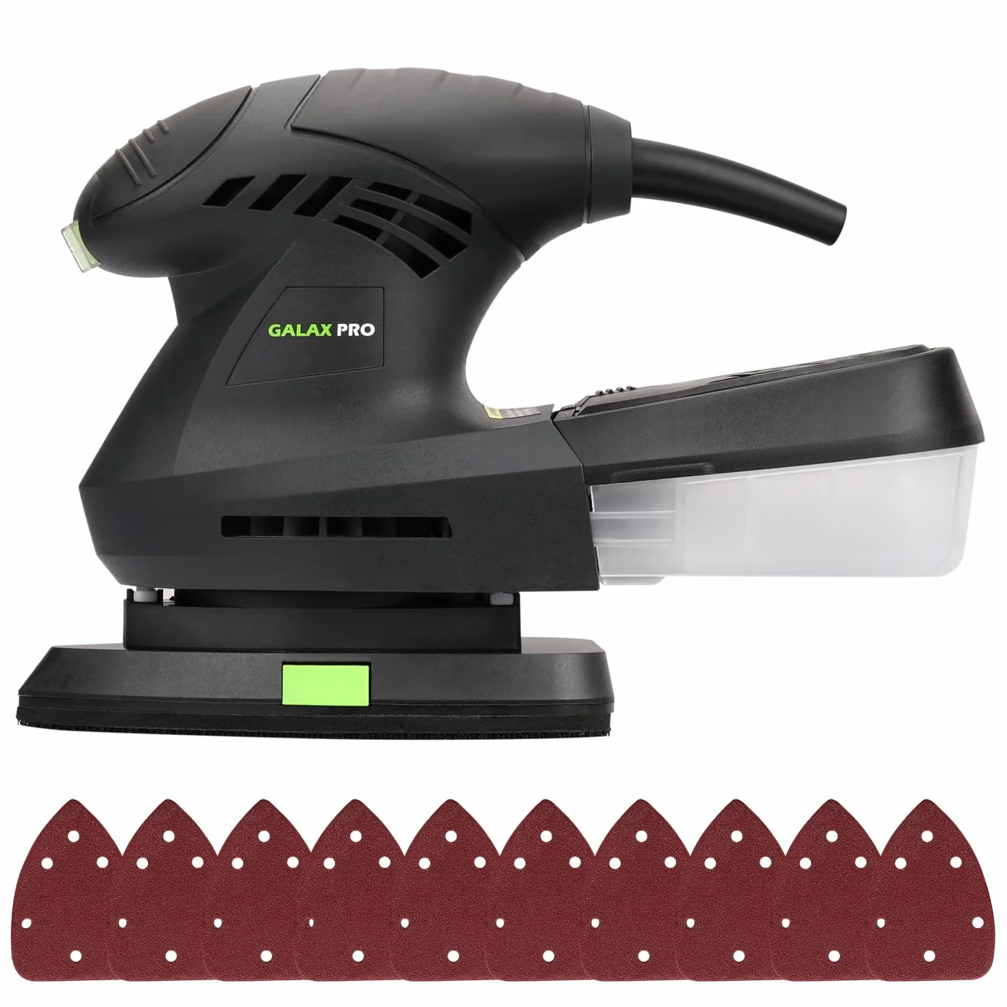 GALAX PRO Lijadora Madera 200W 12000 OPM,Lijadora Electrica Diseño Compacto con Contenedor de Polvo,lijadora orbital con 10 Hojas de Papel de Lija para Alisar Madera y Quitar Pintura