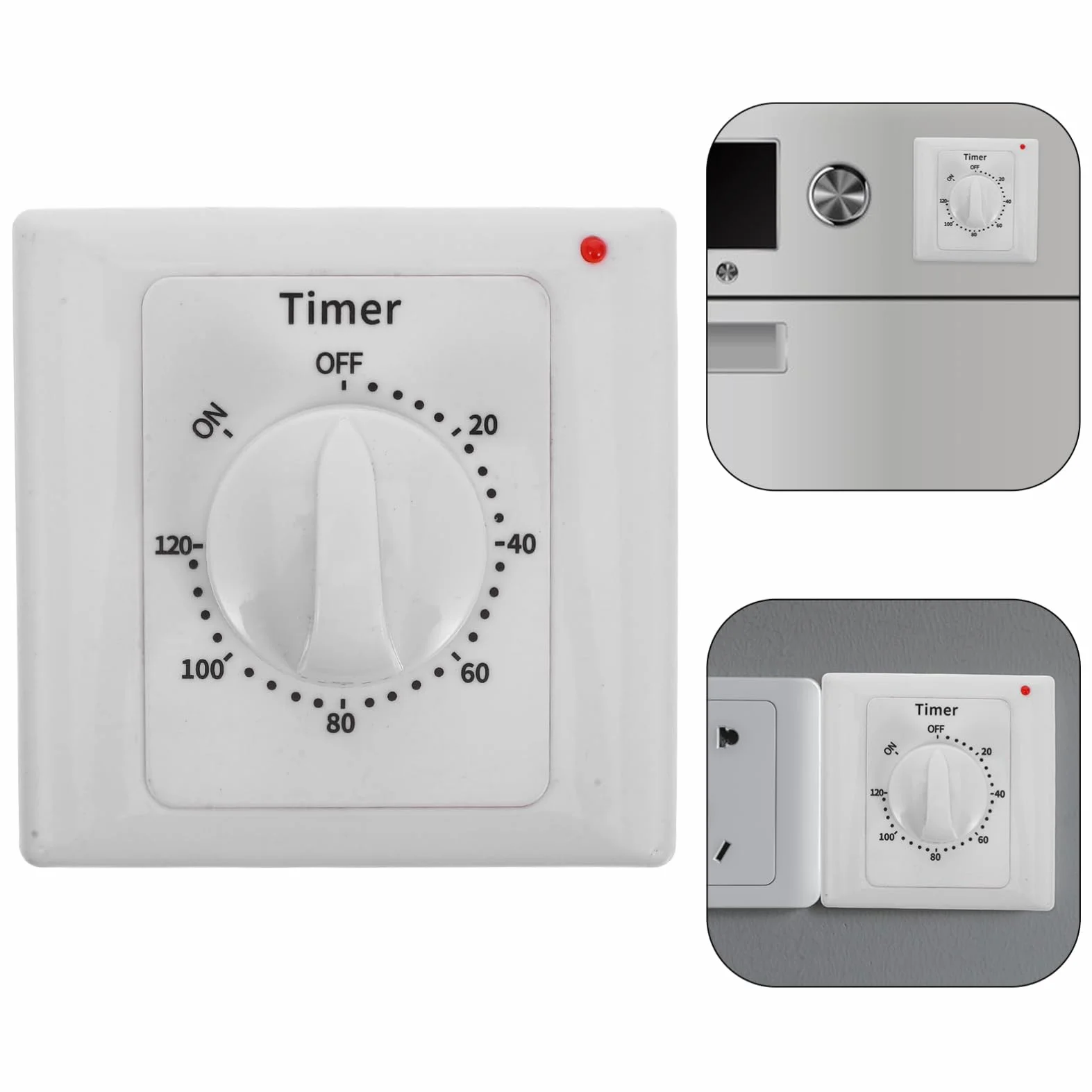 Tofficu Temporizador De Cuenta Regresiva De 120 Minutos (2 Unidades) - Temporizador De Pared con Botón Pulsador Manual con Indicador Led Modo Encendido/Apagado/Bypass para Luces