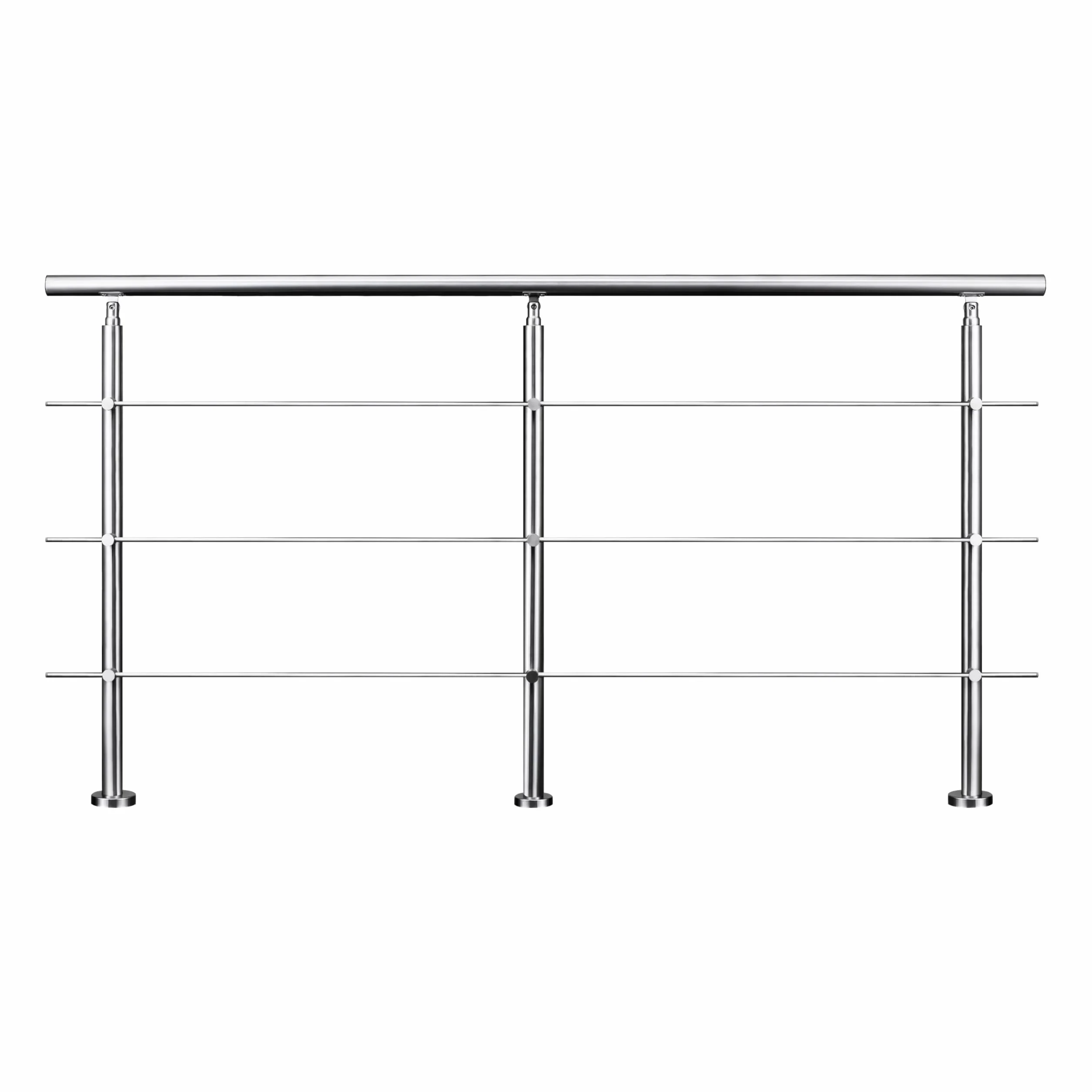 AICA Barandilla de escalera de acero inoxidable - pasamanos de escalera para interior y exterior escaleras, parapeto, balcón (200 cm 3 barras transversales ）
