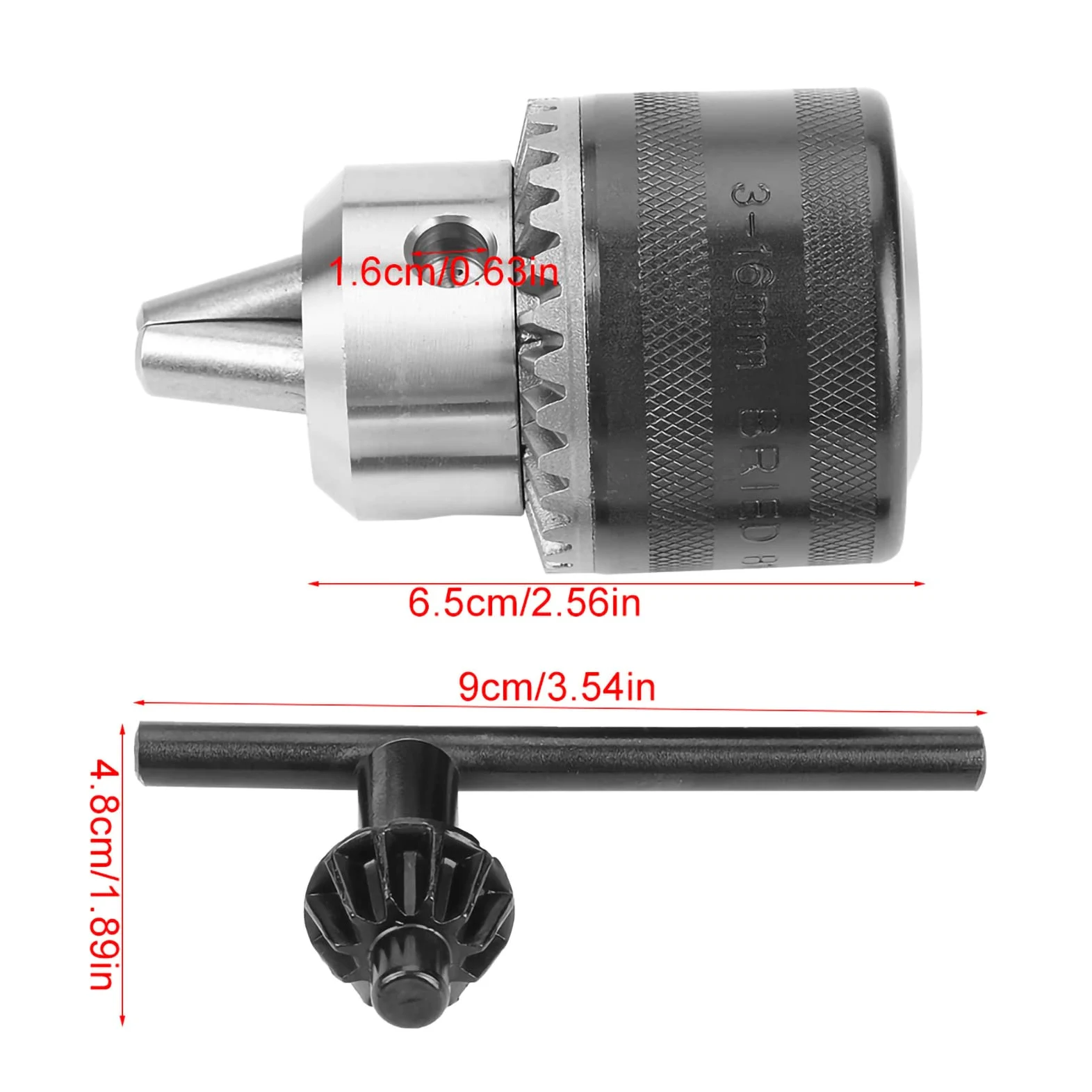Portabrocas de 3-16 mm con llave de mandril mini para taladro eléctrico B16 / B18 / 1/2-20UNF para tornos y prensas de taladro(3-16MM[B16])