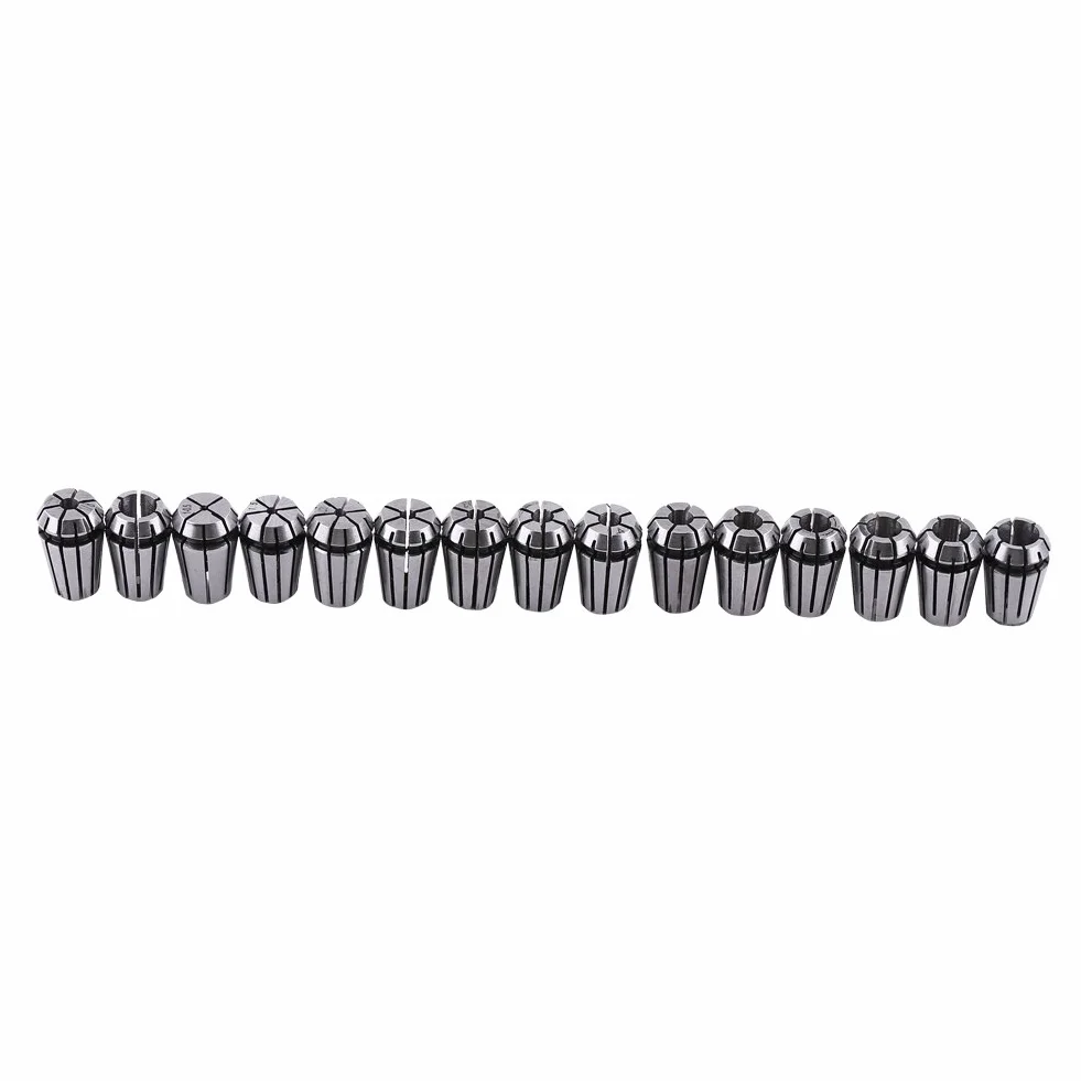 Juego de pinzas de resorte ER11 de 15 piezas 1-7mm 1/8 "1/4" para máquina de grabado CNC y herramienta de torno de fresado