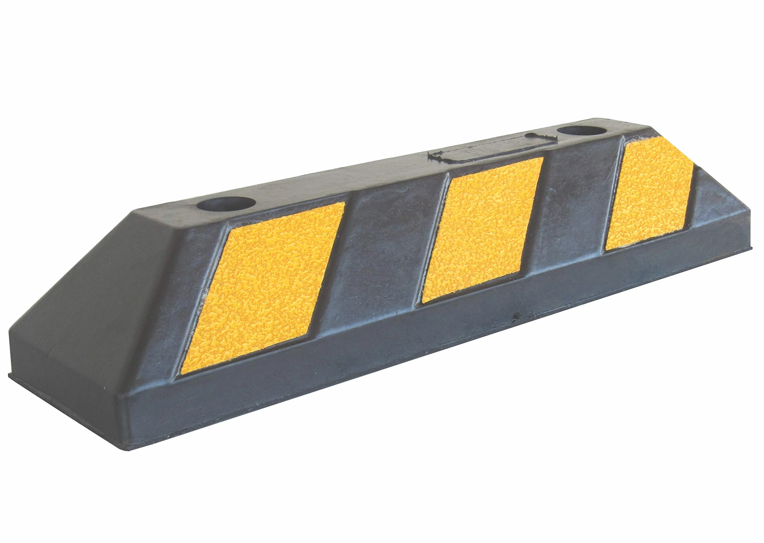 Tope Rueda de Goma Para Estacionar y Garajes, Negro Amarillo, 55x15x10 cm (Paquete de 1)
