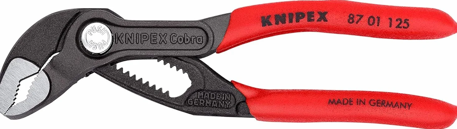 KNIPEX Cobra Tenaza de agarre pico loro con cartulinas autoservicio Mangos plasticos por inmersión antideslizantes 125, 87 01 125 SB