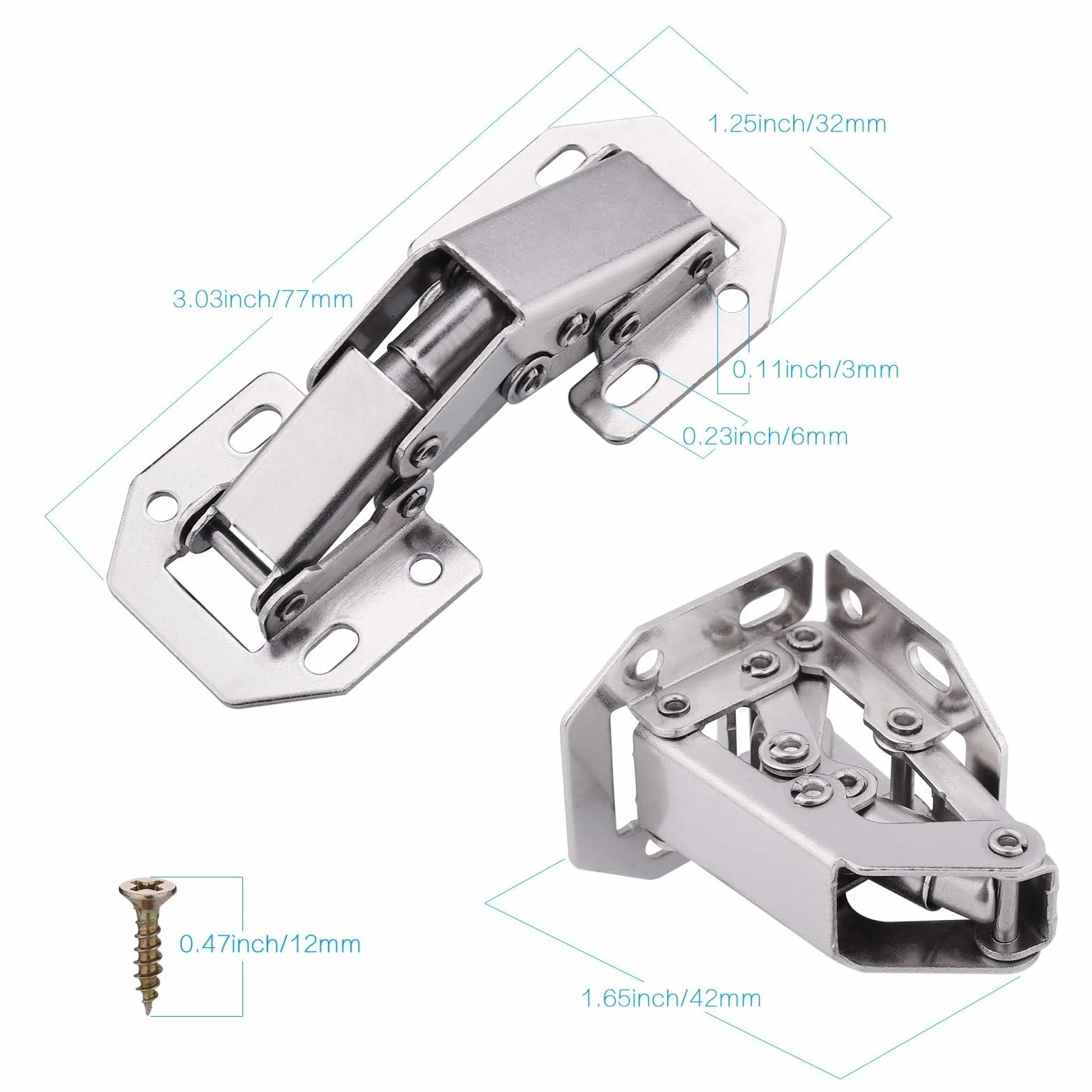 JIZZU 10 Piezas Bisagras Puertas Cocina, Bisagra Puertas Madera de Cierre Suave 90 Grados