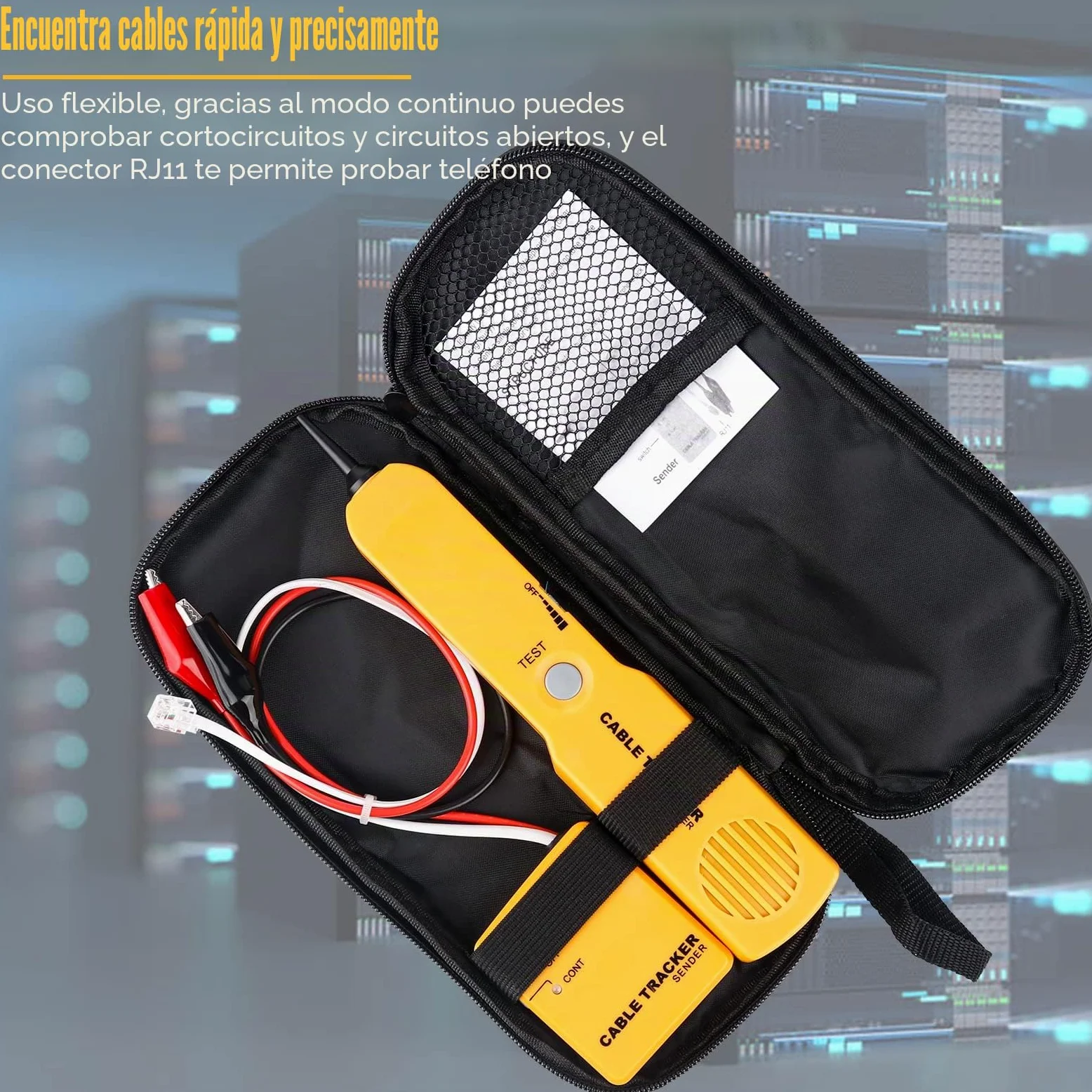 Probador de Circuito y Trazador de Cables, Generador de Tono, Probador de Cable de Red Enchufe RJ-11, Búsqueda y Localización, Continuidad del Circuito de Prueba