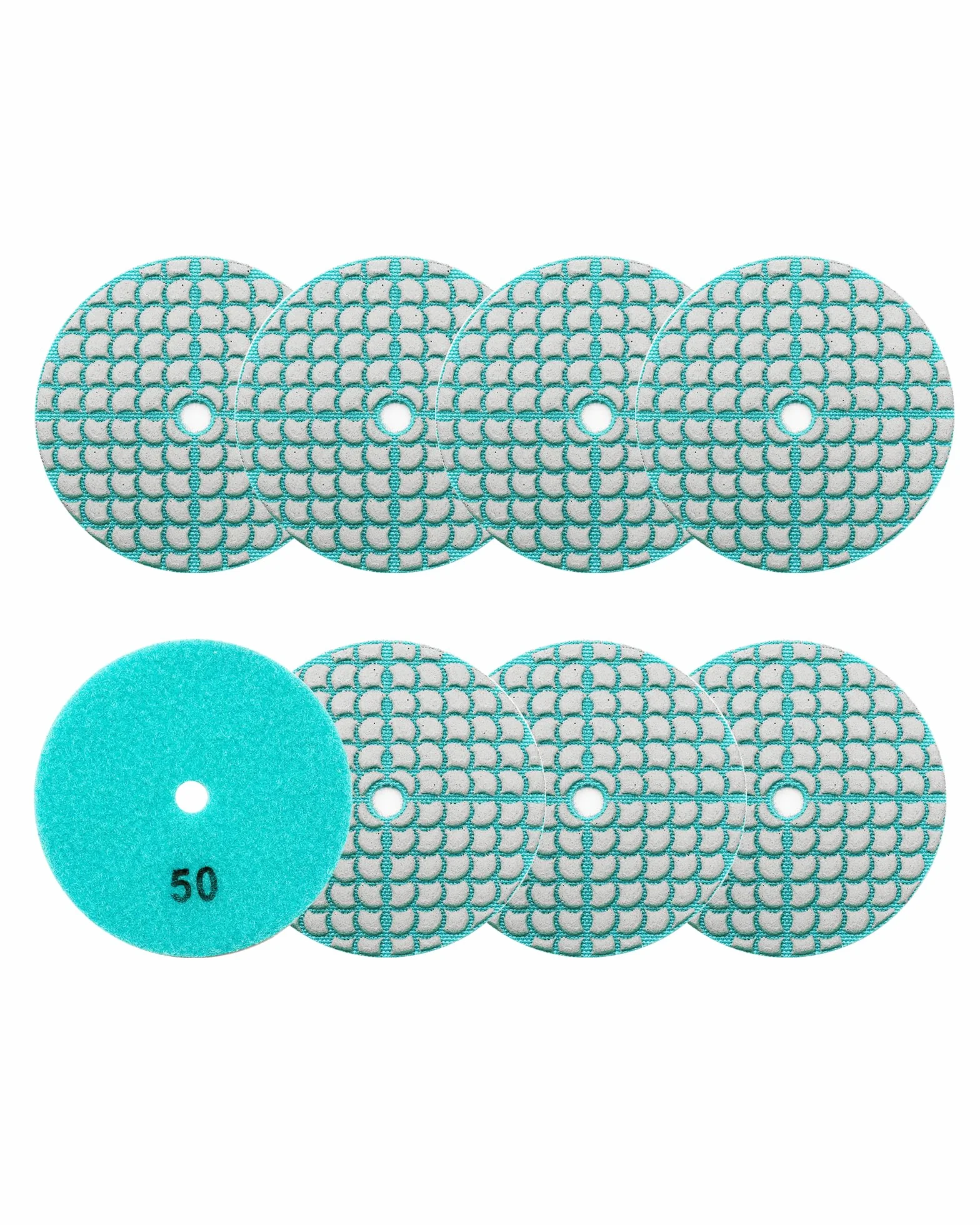 Almohadillas de Pulido de Diamante - 100mm 8piezas Grano 50 Disco Diamante Pulir para Granito Mármol Cuarzo Piedra Artificial para Amoladora Angular
