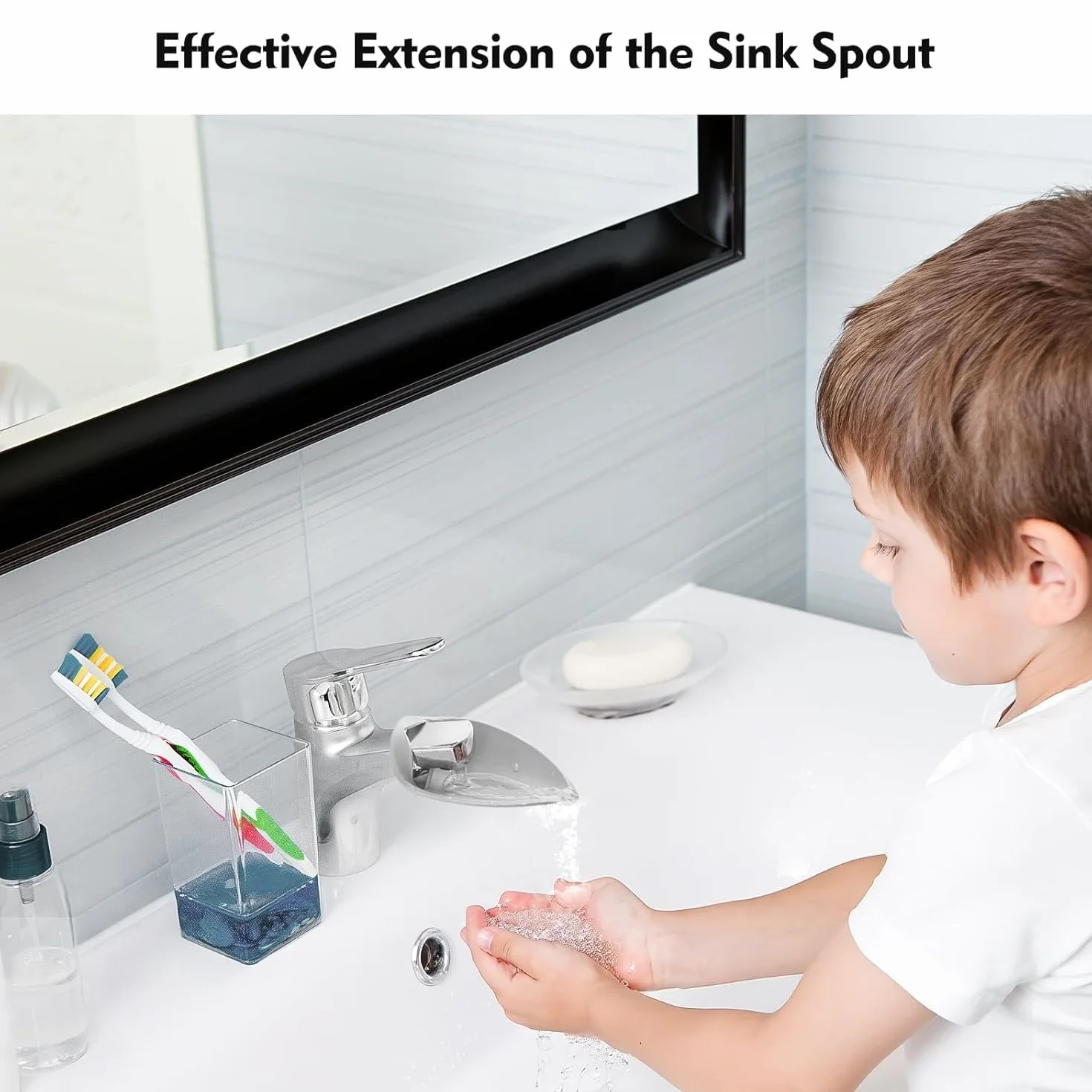 2 Piezas Extensor de Grifo de Silicona, Extensor de Grifo para Baño Niños, Accesorio para Cocina Baño de Grifo (Gris, Rosa)